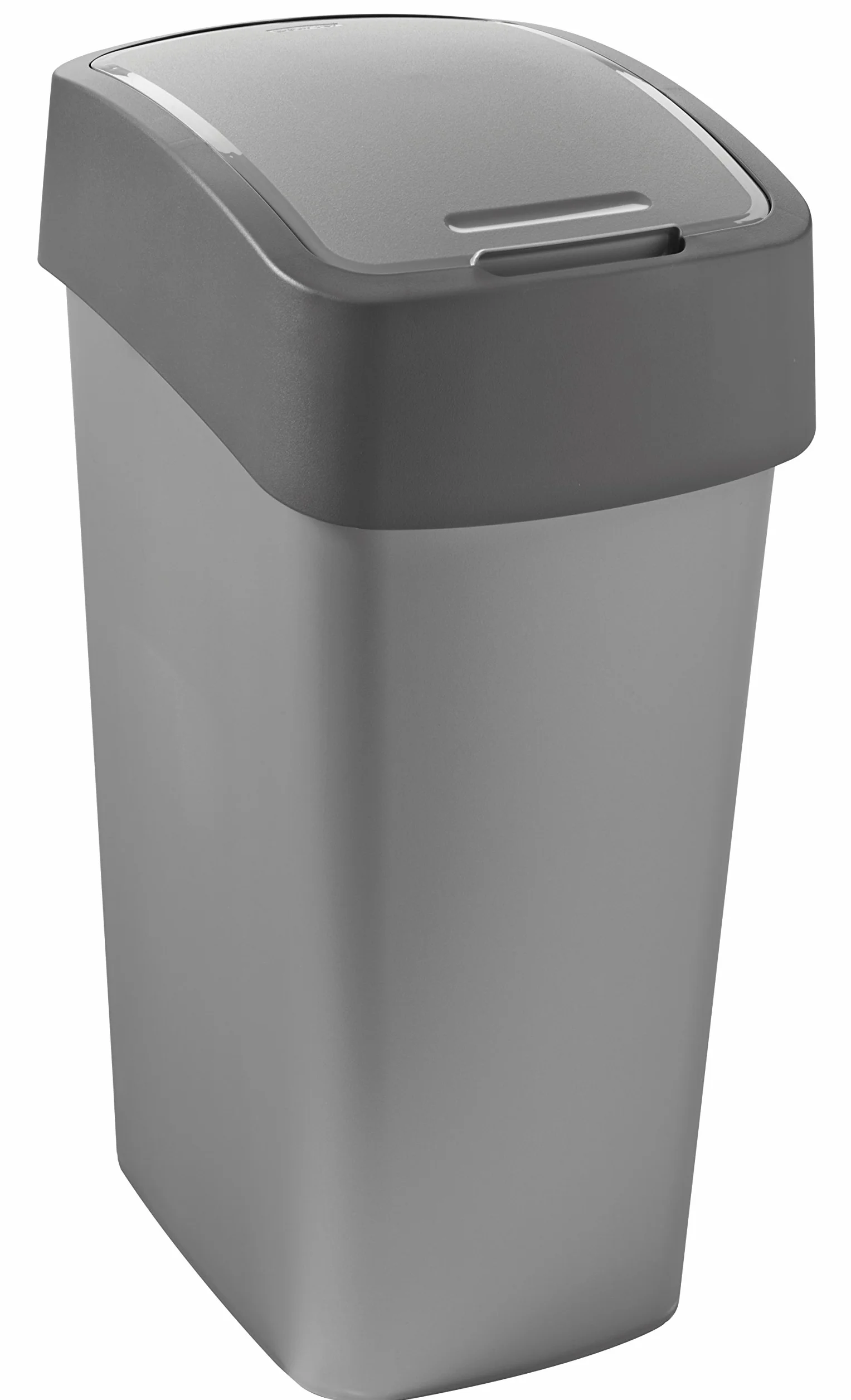 CURVER Kosz na śmieci "FLIP BIN" 50 l Pacific Flip Bin 50 l, plastik, srebrny/grafitowy, 29,4 x 37,6 x 65,3