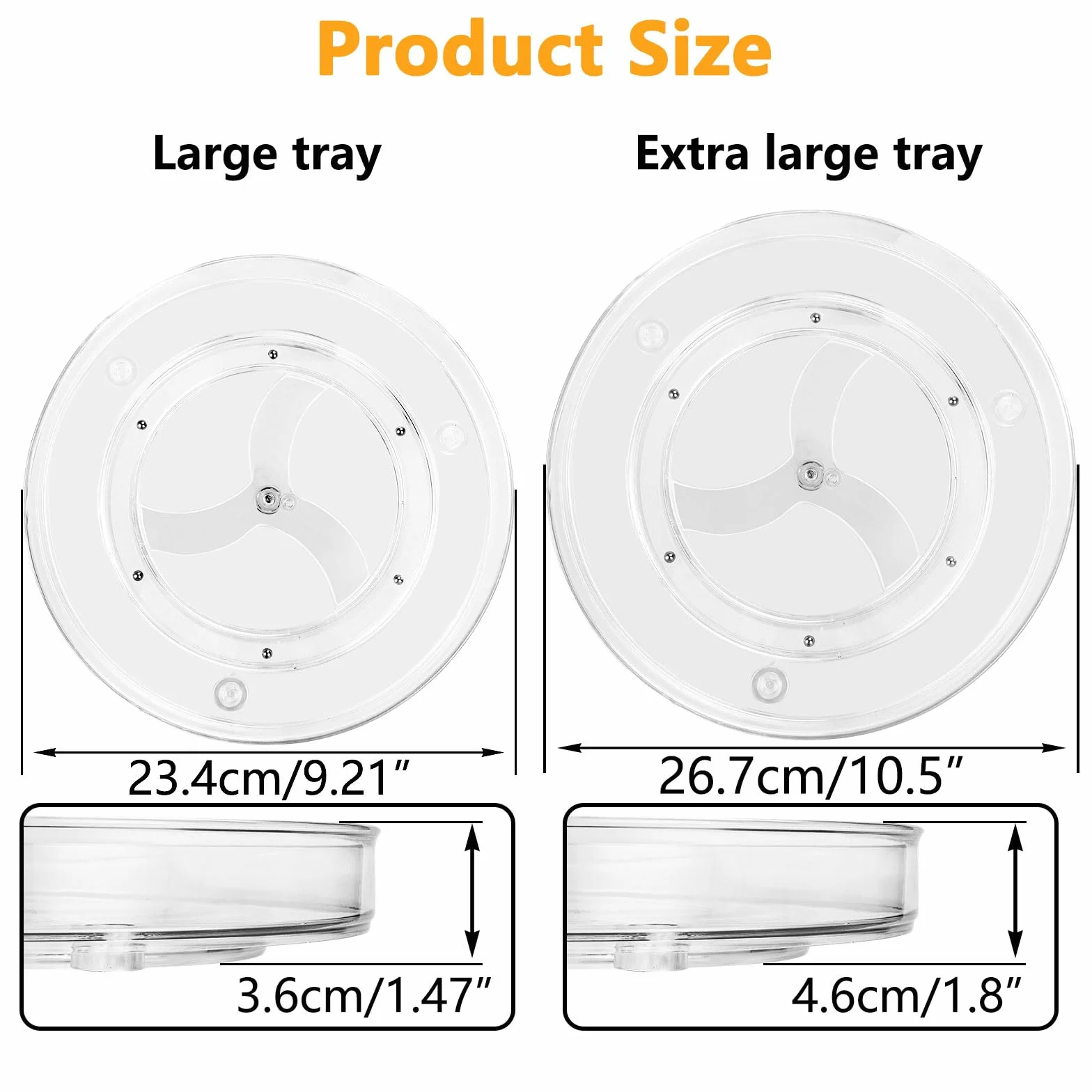 DAJAVE 4 sztuki talerz obrotowy lodówka, Lazy Susan talerz obrotowy organizer, 360° obrotowy organizer talerz obrotowy lodówka do pojemników na zapasy i przyprawy szafka kuchenna (2x27+2x23,5cm)
