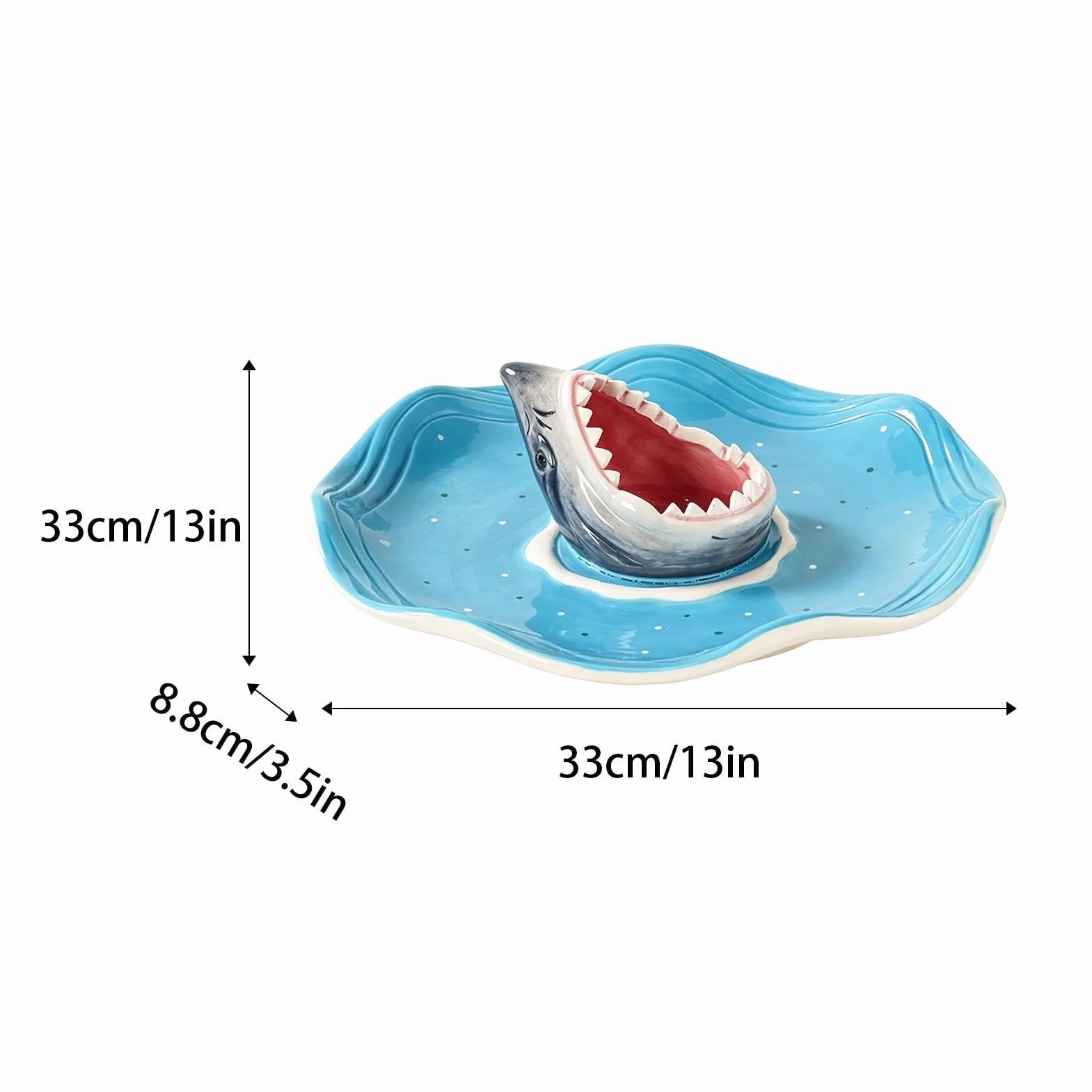 Generico Ceramiczny uchwyt na przyprawy w kształcie ryby rekin | Oceaniczny motyw przypraw Tacos Oceaniczny Ośmiornica Krewetki Sardynka Hamburger Cheeseburger Snack Popcorn Jedzenie