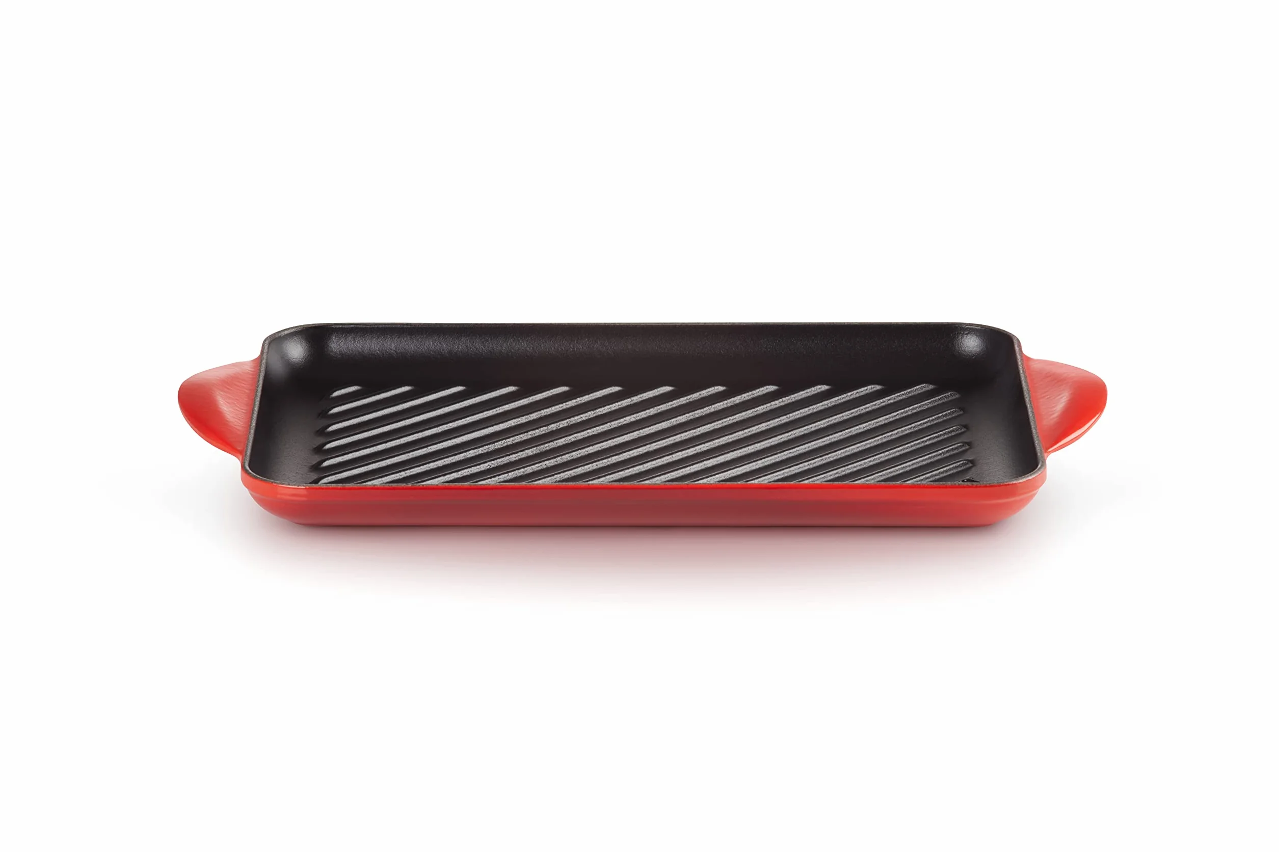 Le Creuset Żeliwna płyta grillowa, prostokątna, 33 x 22 cm, nadaje się do wszystkich rodzajów kuchenek łącznie z indukcyjnymi, Wiśniowa