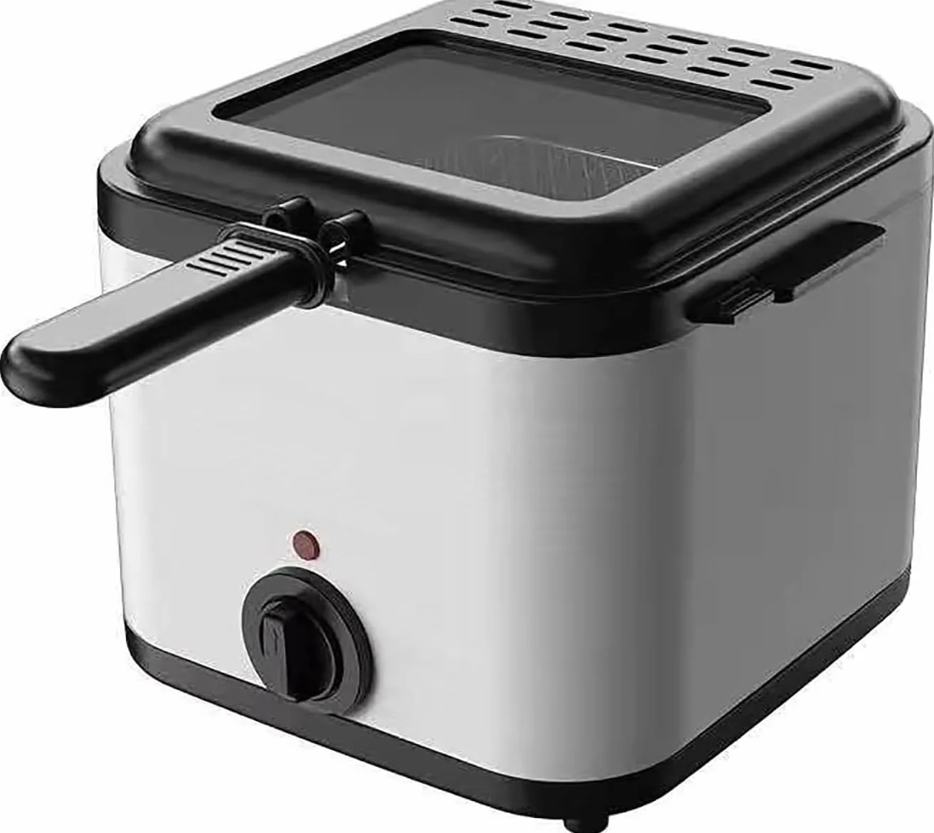2,5L Frytkownica ze stali nierdzewnej z koszem, regulowany garnek z olejem elektrycznym 80-19 °C do chrupiących frytek i kurczaka, kompaktowe urządzenie kuchenne na blacie do użytku domowego