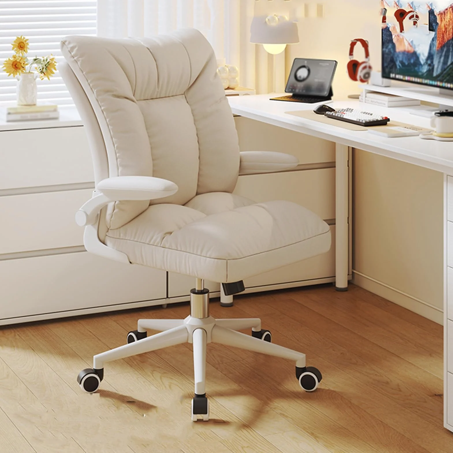 Ergonomiczne krzesło gamingowe do gier komputerowych z regulowanymi podłokietnikami, obracane o 360°, wygodna konstrukcja, dla dorosłych i nastolatków (kolor 1)