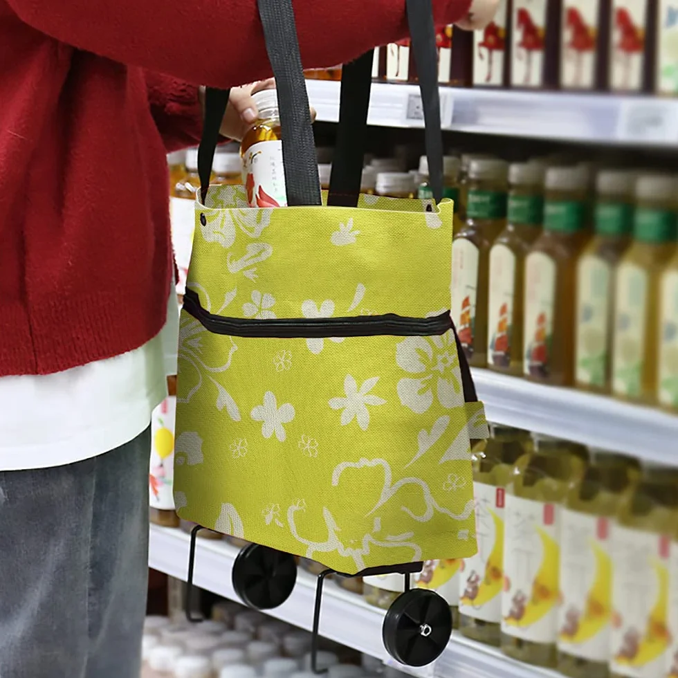 Składane torby na kółkach, wózek na zakupy, 2 w 1, składany wózek na zakupy do domu, supermarketu, wytrzymała torba - zielona