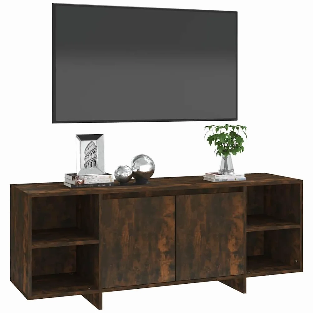 Générique Chene Fume szafka pod telewizor 130x35x50 cm drewno Ingenierie | 2 drzwi, 2 półki, przechowywanie konsoli DVD do gier, łatwe czyszczenie