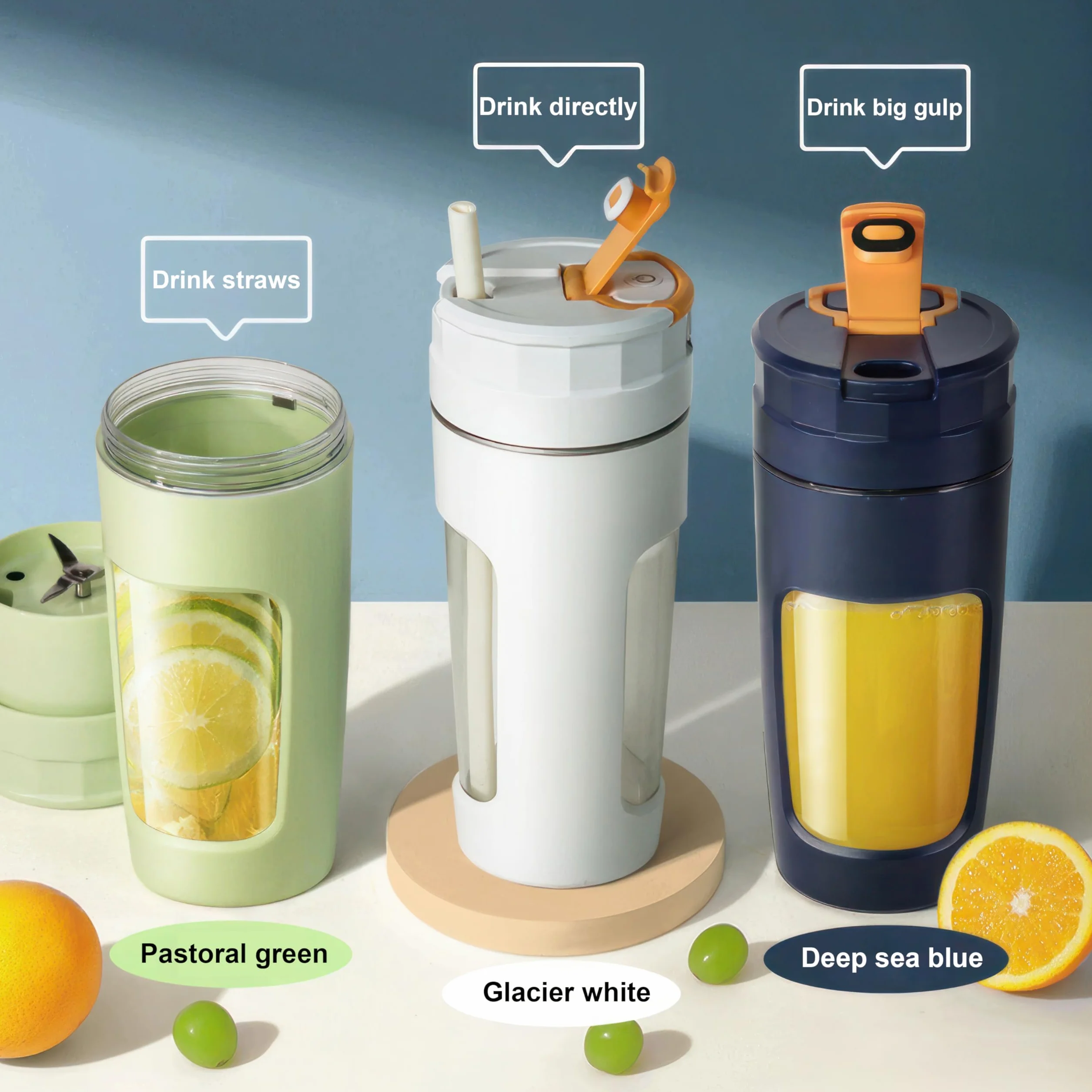 Lekki Przenośny Blender, ręczny mikser do owoców o pojemności 600 ml, mocny bezprzewodowy mini blender, z możliwością ładowania, smoothie, koktajle białkowe, kruszy lód i mrożone owoce (Biały)