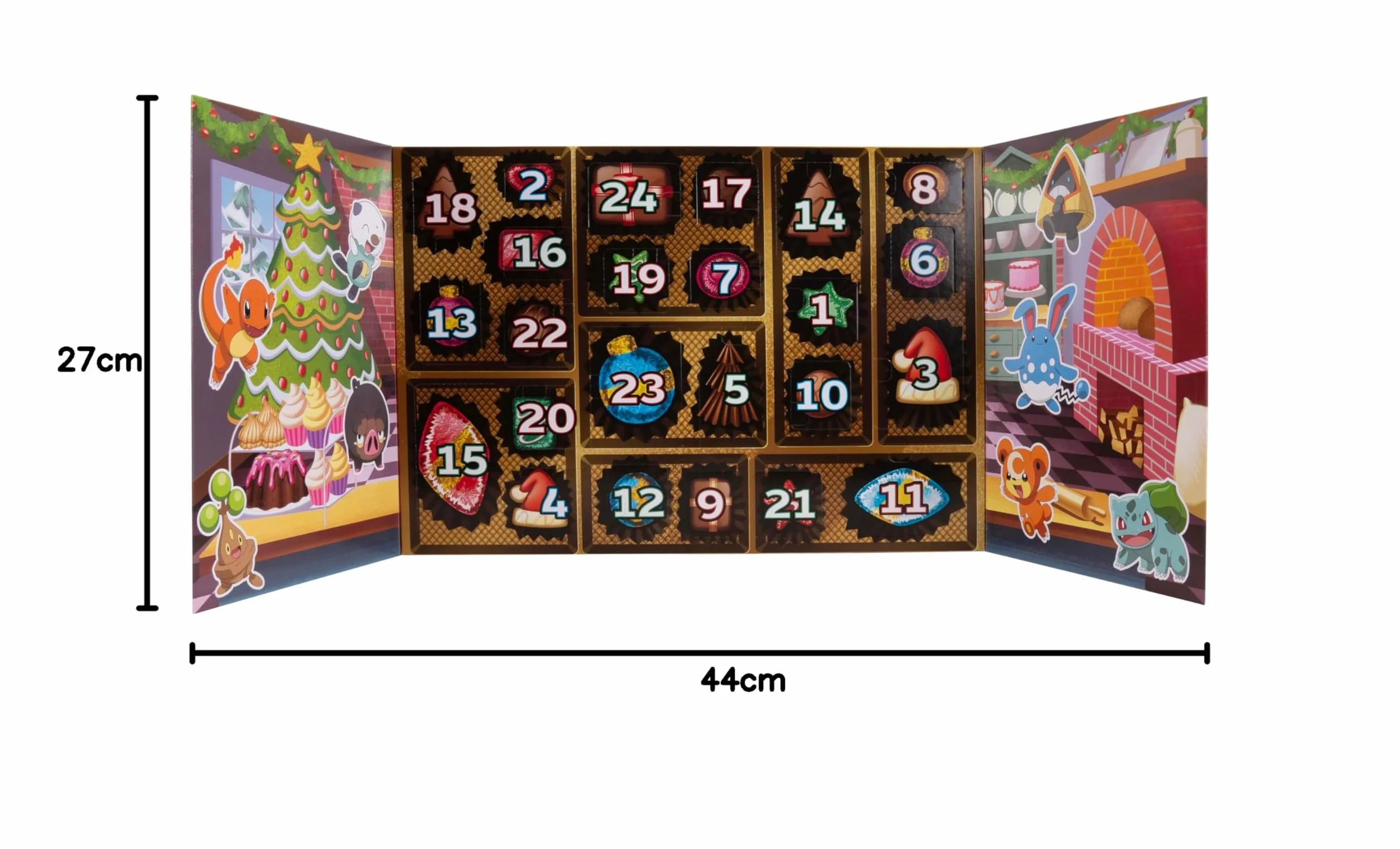 Pokémon X-mas Advent Calendar 2025 PKW4116 - Multicolor- Includes 16 pcs. of christmas themed Battle figures + 8 accessories - Official Pokemon Playset for children 4+