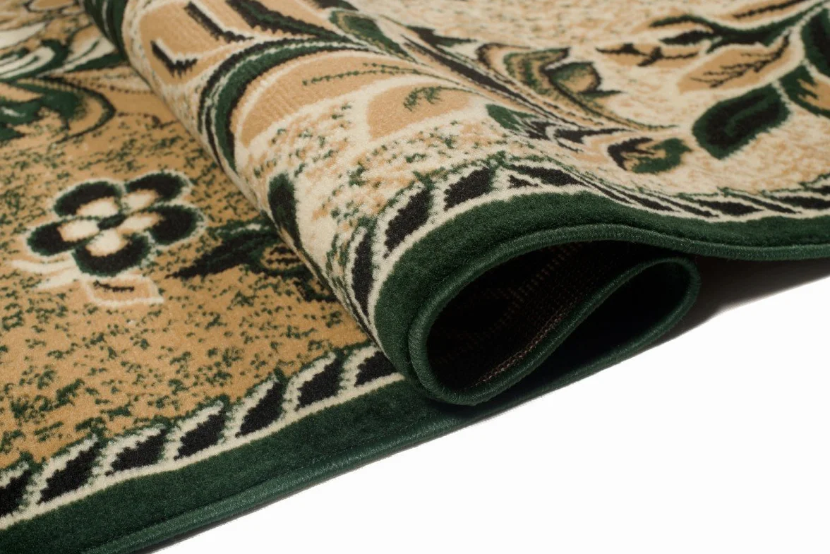 Tapiso Atlas dywan z krótkim włosiem, designerski, nowoczesny, abstrakcyjny, kwiatowe linie, zielony, beżowy, do salonu, pokoju gościnnego, Ökotex 140 x 200 cm