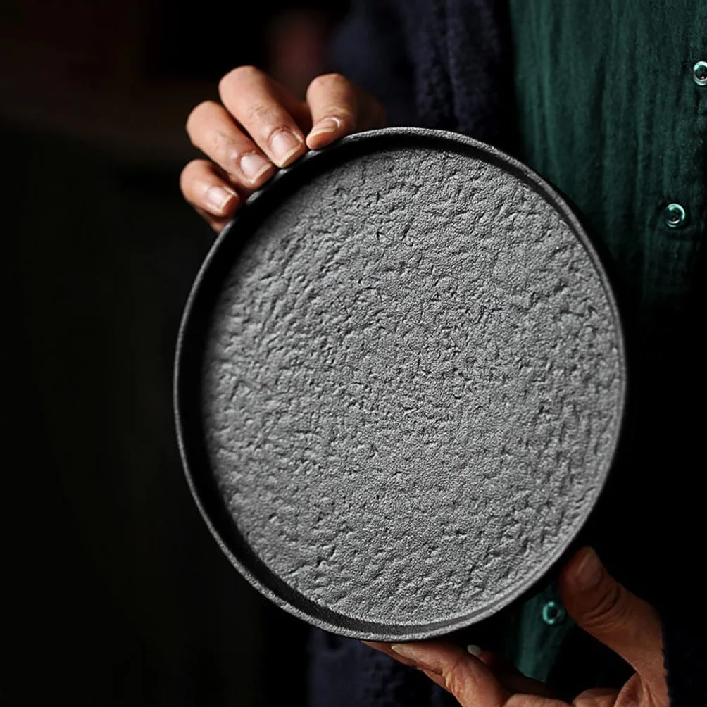 Ceramiczny zestaw do herbaty sucha taca do herbaty domowy okrągły talerz na owoce, wystrój w stylu chińskim, 19 cm
