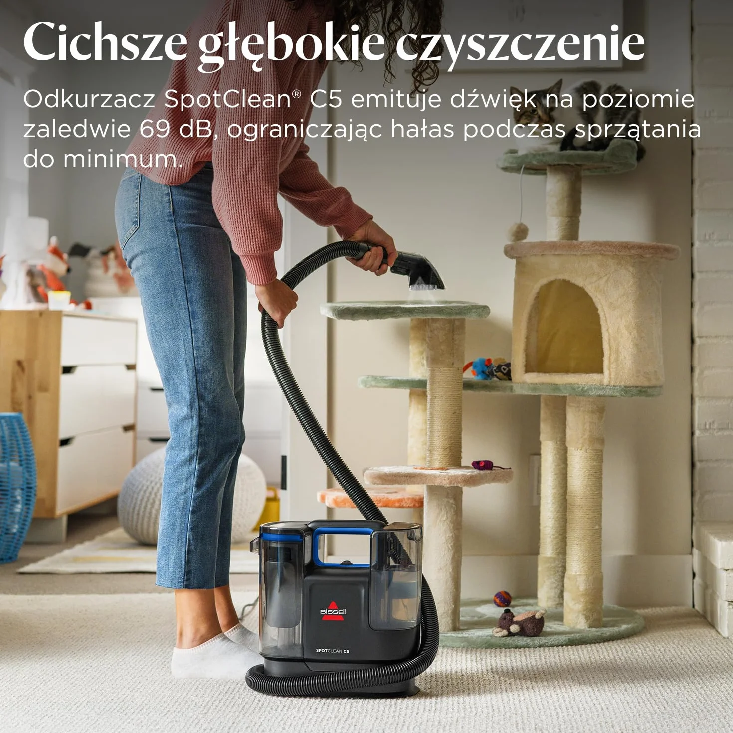 BISSELL SpotClean C5, Odkurzacz Piorący do Tapicerki, Odkurzacz do Dywanów z Systemem Triple Action, Lekka Odkurzacz do Prania Dywanów, Tapicerki, Samochodów, Kanapy i Innych, Mocny Silnik 400W, 3861N
