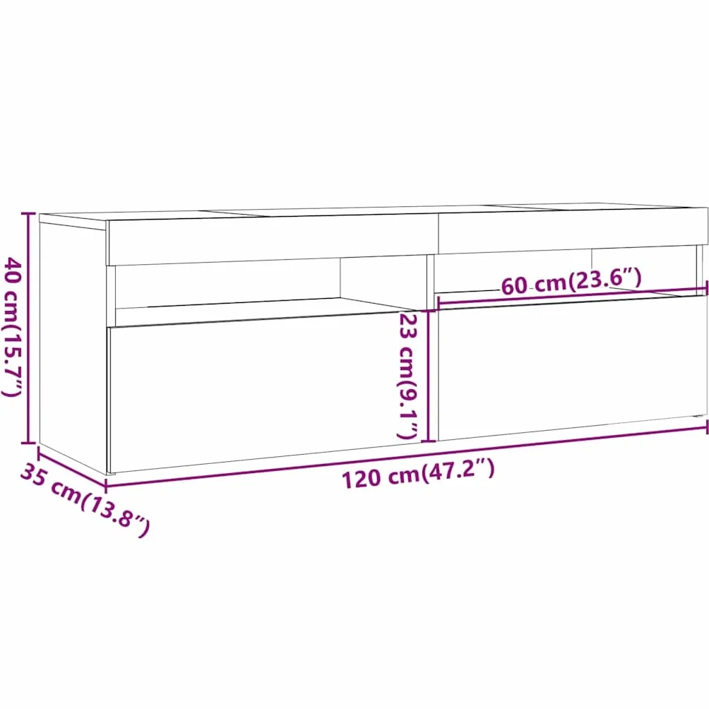 vidaXL Szafka pod TV z oświetleniem LED, dąb artisan, 120x35x40 cm