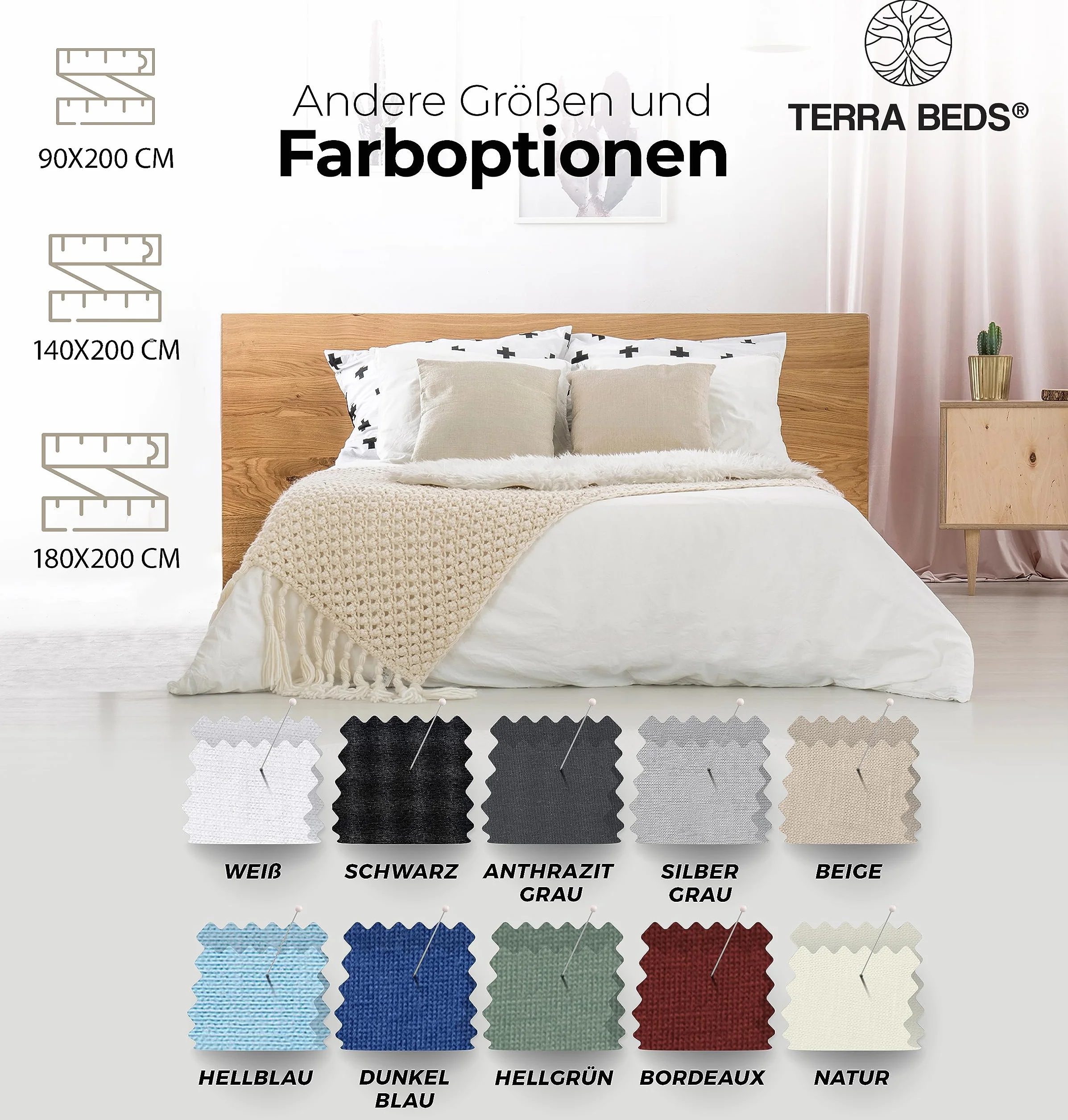 Terra Beds Prześcieradło z Gumką 90x200 cm 100x200 cm 160 g/m2 Oeko-TEX Dżersej
