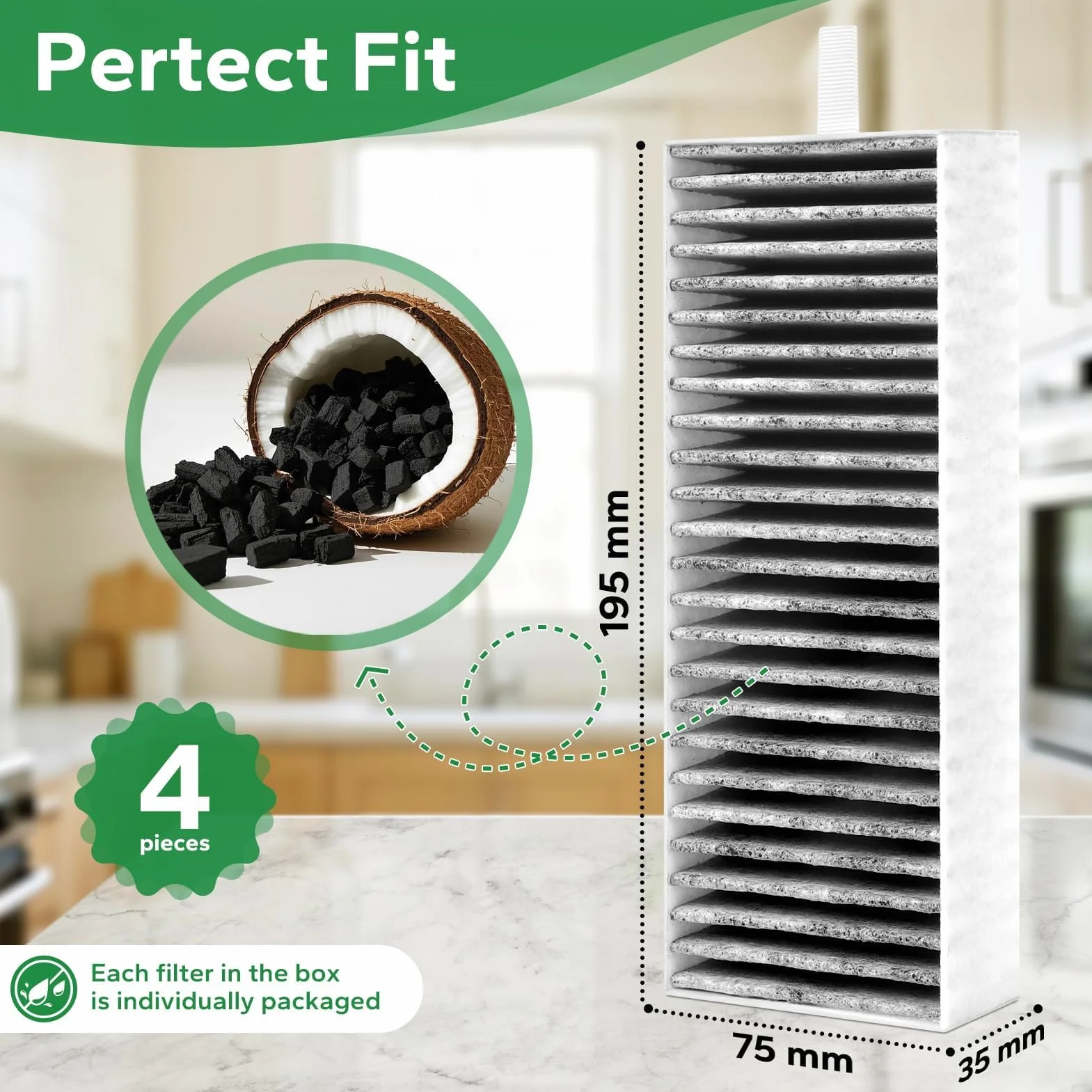 4 filtrów z węglem aktywnym do okapu kuchennego HZ9VRCR0 17004796/ Bosch HEZ9VRCR0 17004805/ Neff Z821VR0 17004806/ Gaggenau CA282111/Constructa CZ9VRCR0, Filtr wymienny