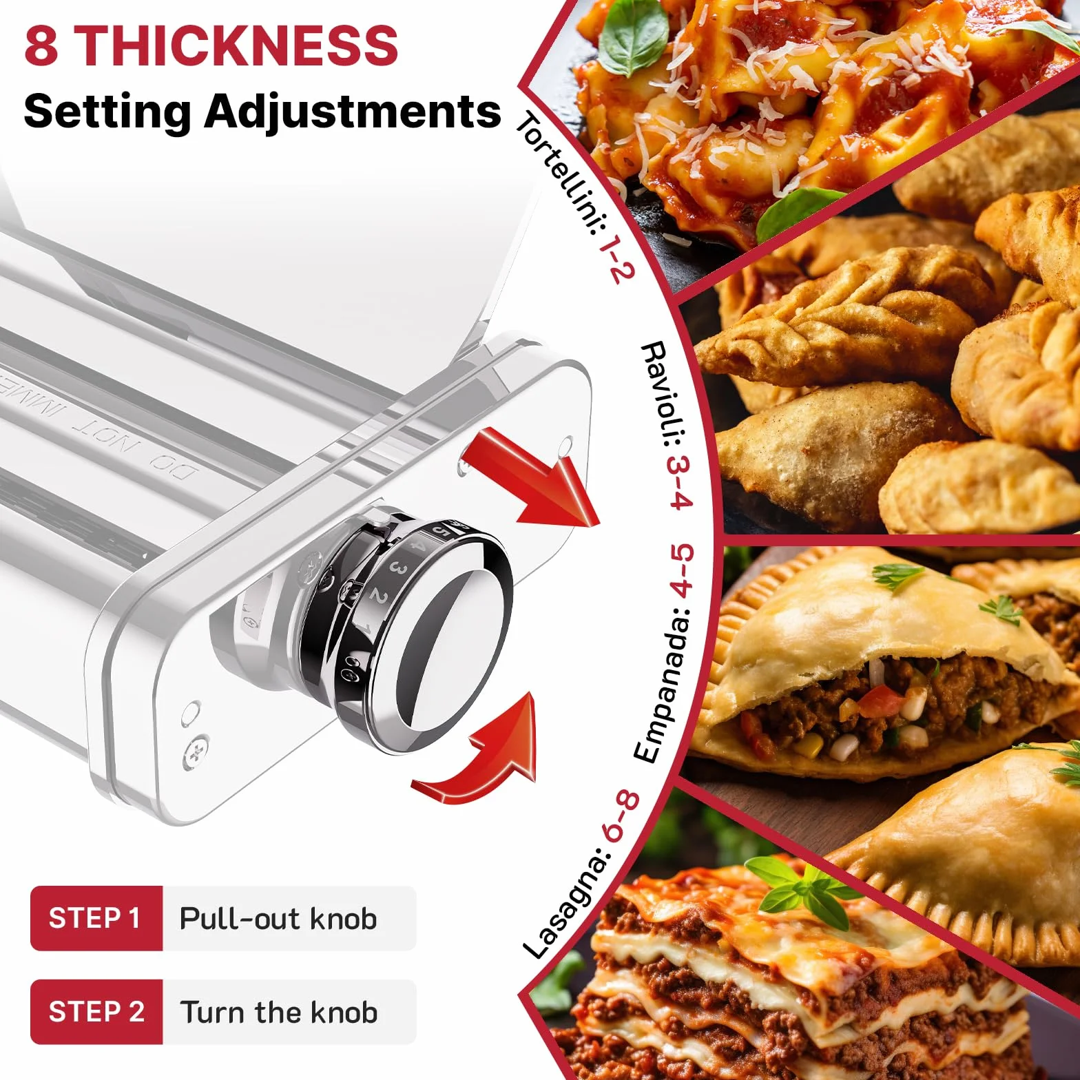 COFUN Akcesorium Przystawka do Makaronu 3 w 1 Wykonane ze Stali Nierdzewnej do Miksera Stojącego do KitchenAid,Krajalnica do fettuccine, spaghetti i wałek do makaronu, z płytką prowadzącą.