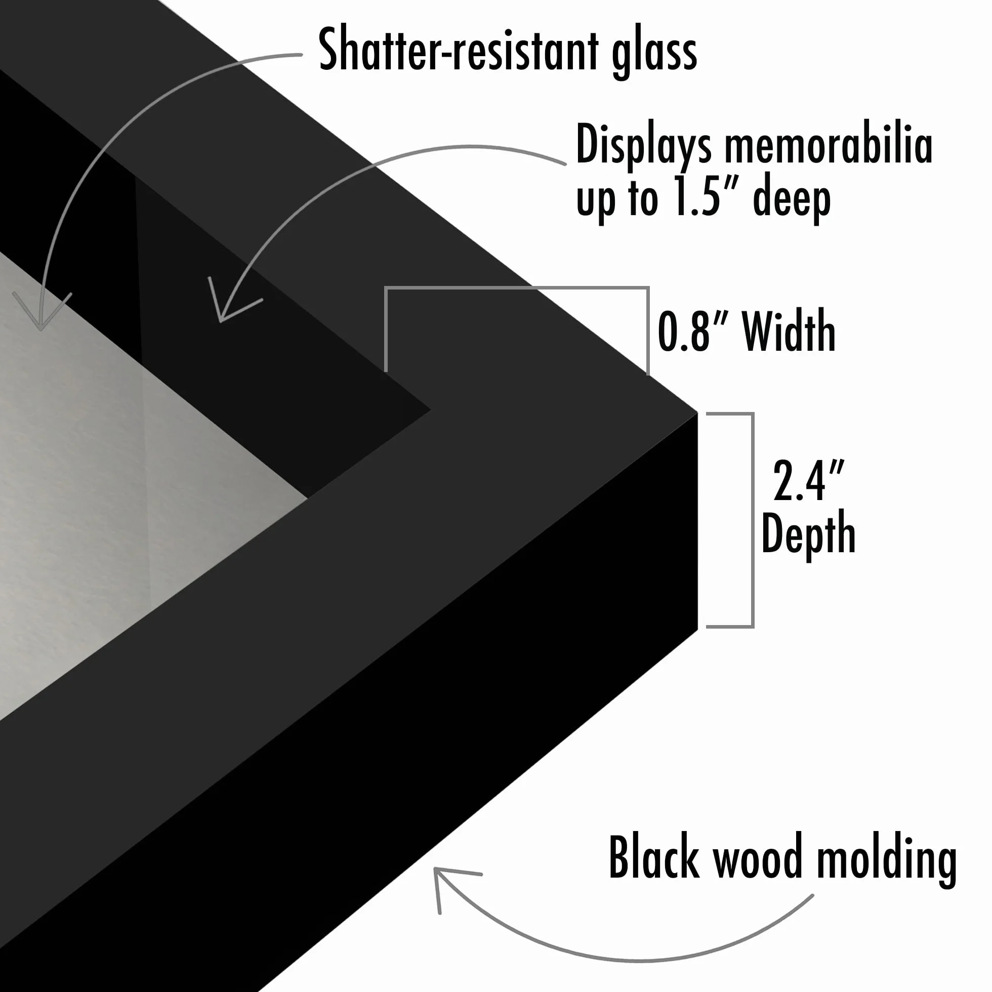 Americanflat Ramka Shadow Box 8 x 8 w kolorze czarnym z miękkim lnianym tyłem - drewno kompozytowe z odpornym na pęknięcia szkłem na ścianę i blat - 2 sztuki