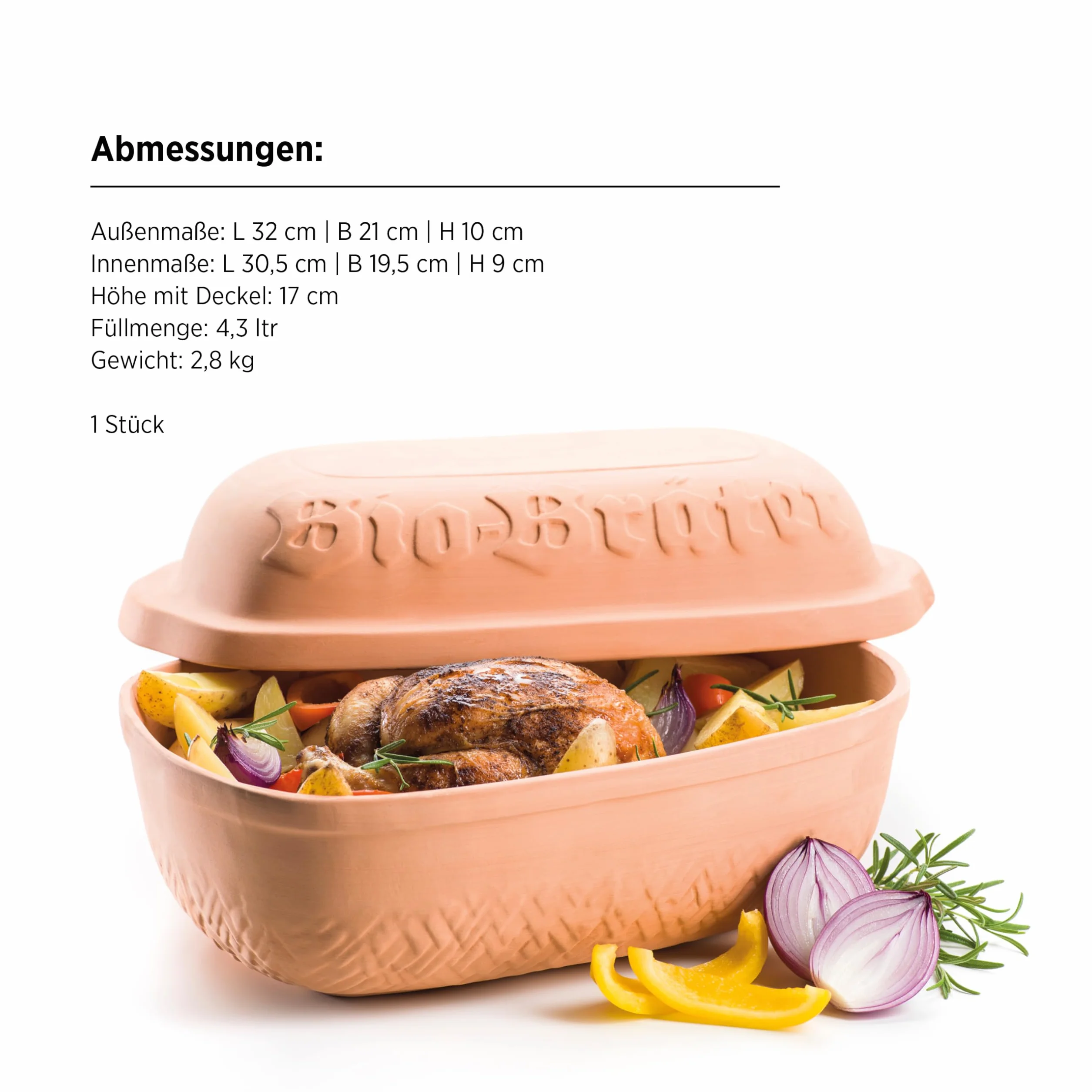 MÄSER 934115 Ekologiczny garnek do pieczenia z pokrywką, pojemność ok. 4,5 l, ceramiczny garnek do delikatnego, beztłuszczowego gotowania na parze, jako garnek rzymski (garnek do duszenia) do