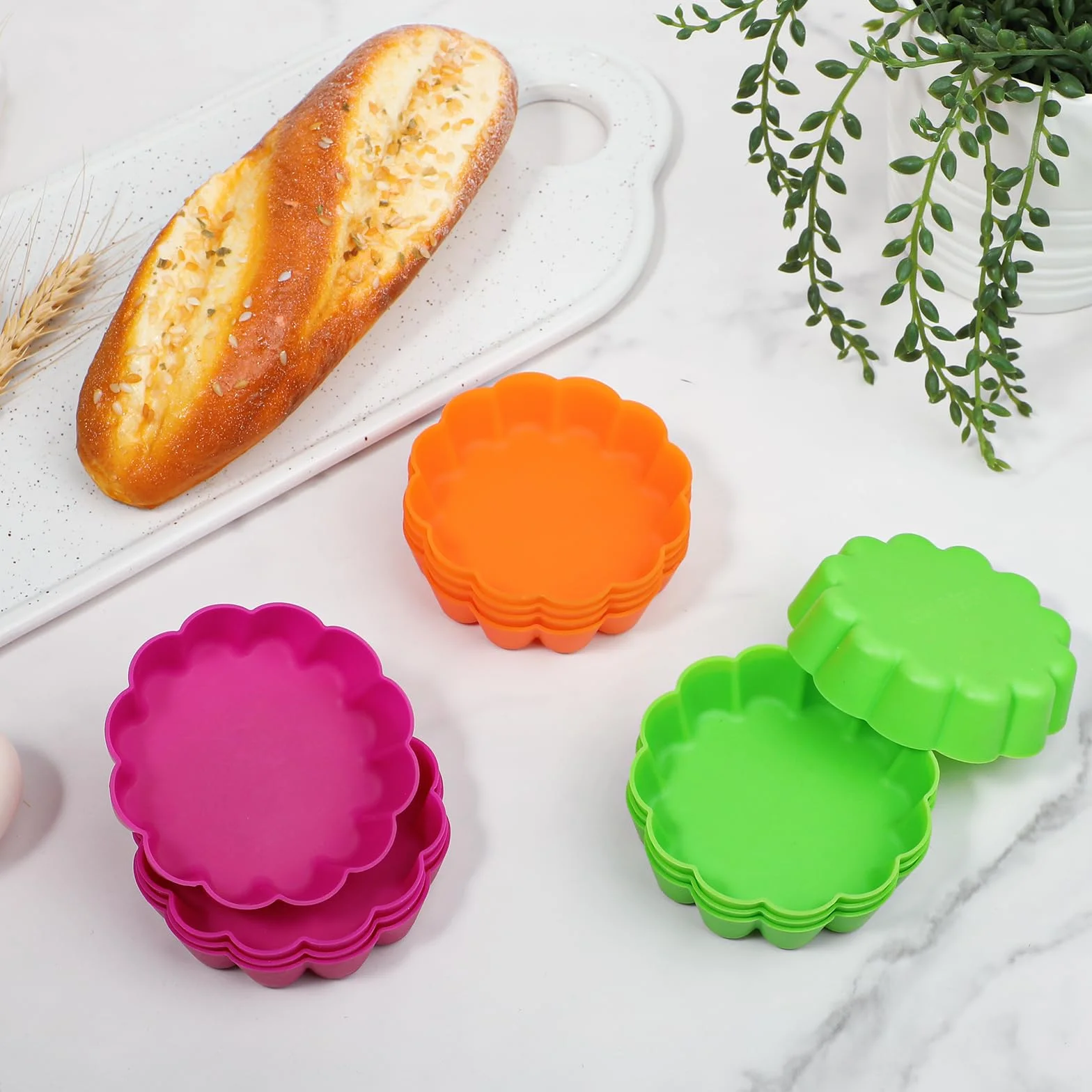 webake Silikonowa forma do mini tarty, 12 sztuk, 8 cm, forma do tortów, tortów owocowych, quiche, do małych ciast, na tort, blacha do pieczenia