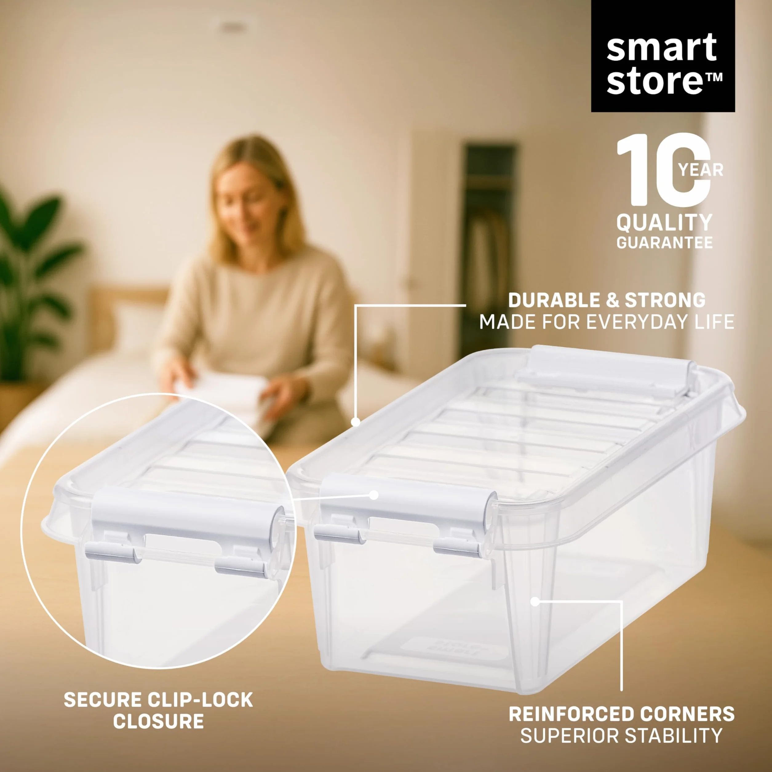 SmartStore Małe plastikowe pudełka do przechowywania 0,3 l zestaw 10 sztuk przezroczyste