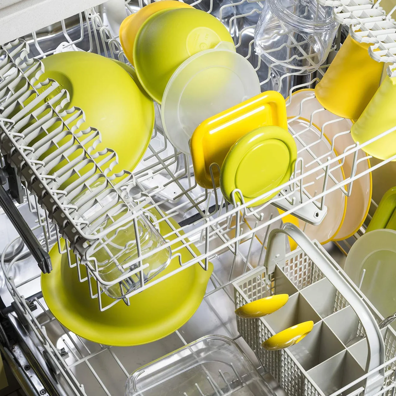 Omada Designerska miska do makaronu i sałaty (1,5 litra), miska z polipropylenu i zintegrowane przeciwbakteryjne środki eliminują bakterie i grzyby. Made in Italy Linea Saliving biała zielone jabłuszko