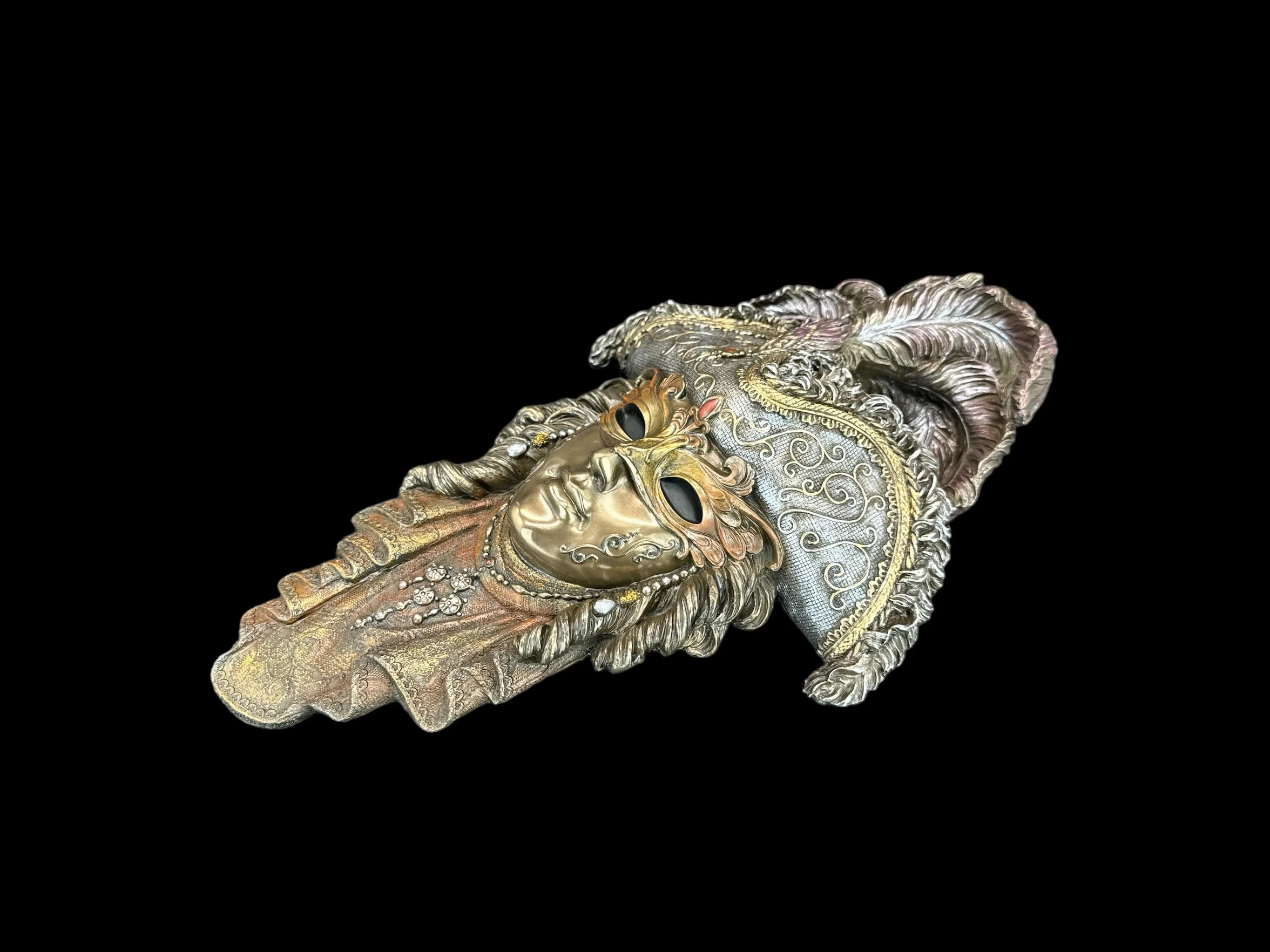57 SPECIAL REPLICAS Rzeźba dekoracyjna figurka – cudowna maska wenecka z kapeluszem – figurka jako prezent do salonu, dekoracja figurki, dekoracja