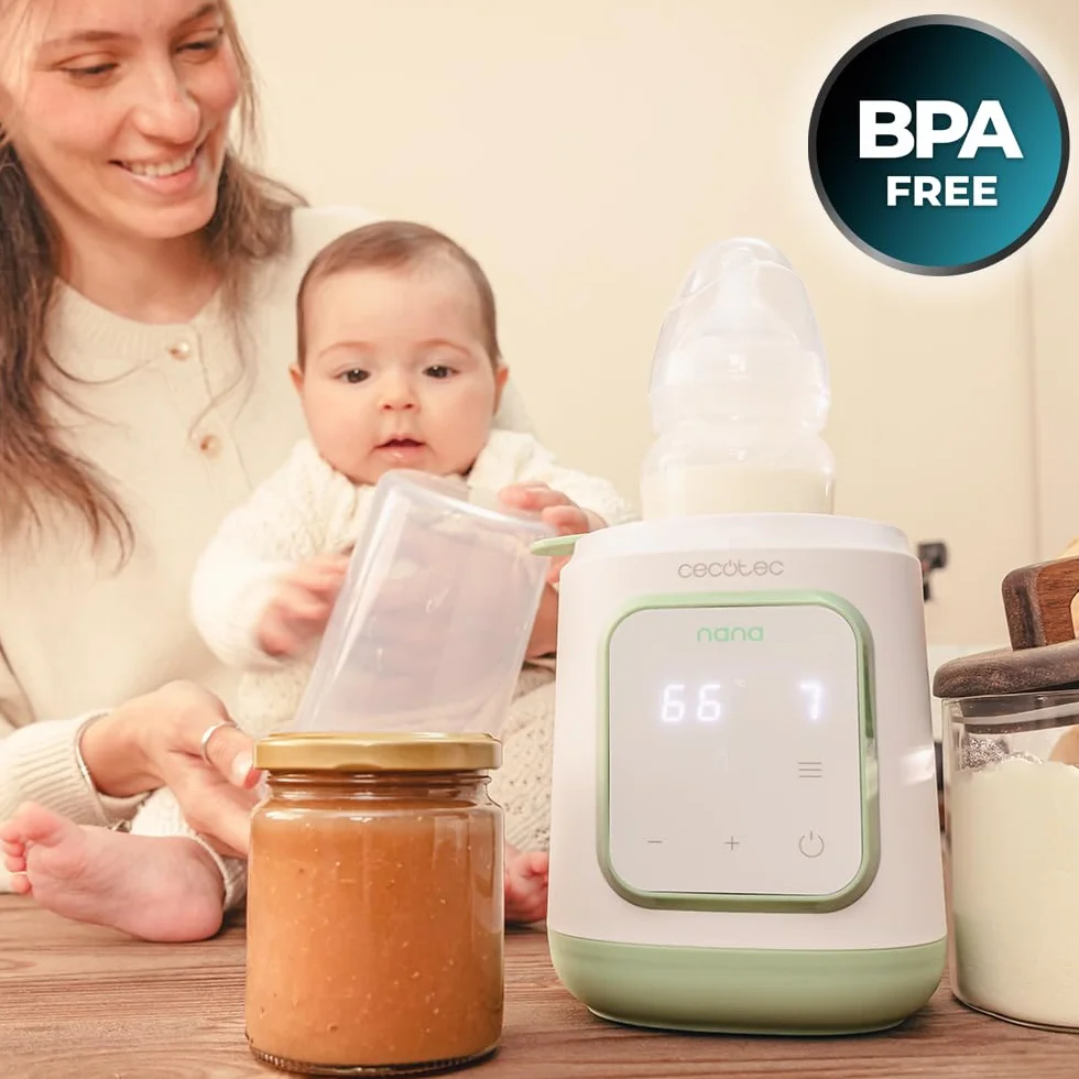 Cecotec Podgrzewacz do butelek - sterylizator do butelek Nana BabyCare Single BottleWarmer, 4 tryby, kosz na butelkę, nie zawiera BPA, bezpieczny do przechowywania wody, mleka i żywności