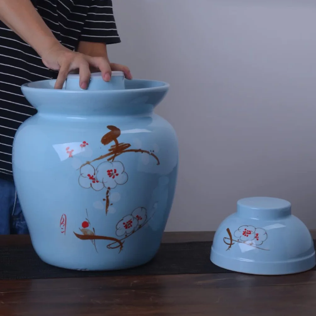 Tradycyjny chiński ceramiczny garnek do fermentacji, słoik do kiszenia z pokrywką z uszczelką wodną, duży pogrubiony ceramiczny słoik do kiszenia, pojemniki do przechowywania kimchi 1,5 kg (7 kg)