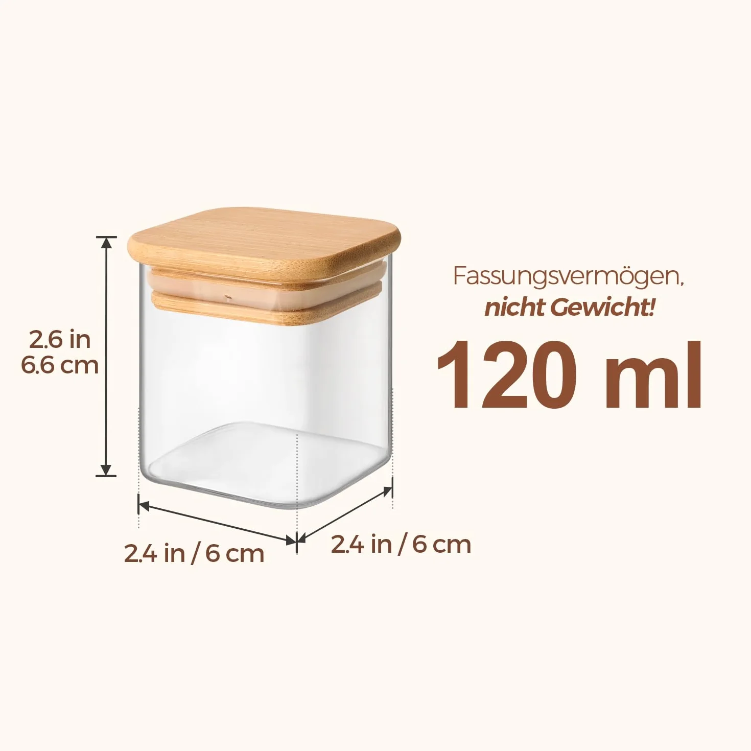 ComSaf Szklane słoiki na przyprawy z bambusową pokrywką, kwadratowe, 120 ml, z 275 etykietkami, hermetyczne przechowywanie przypraw, soli, cukru, herbaty, kawy, orzechów, nasion, 12 szt