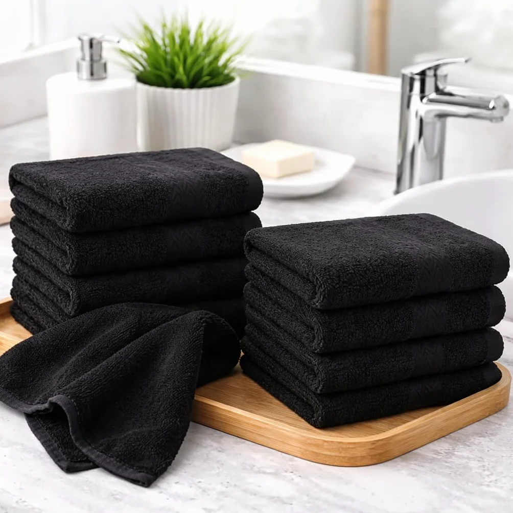 Betz 10 sztuk ręczników do rąk Premium 100% bawełna zestaw mydelniczek 30 x 30 cm kolor czarny