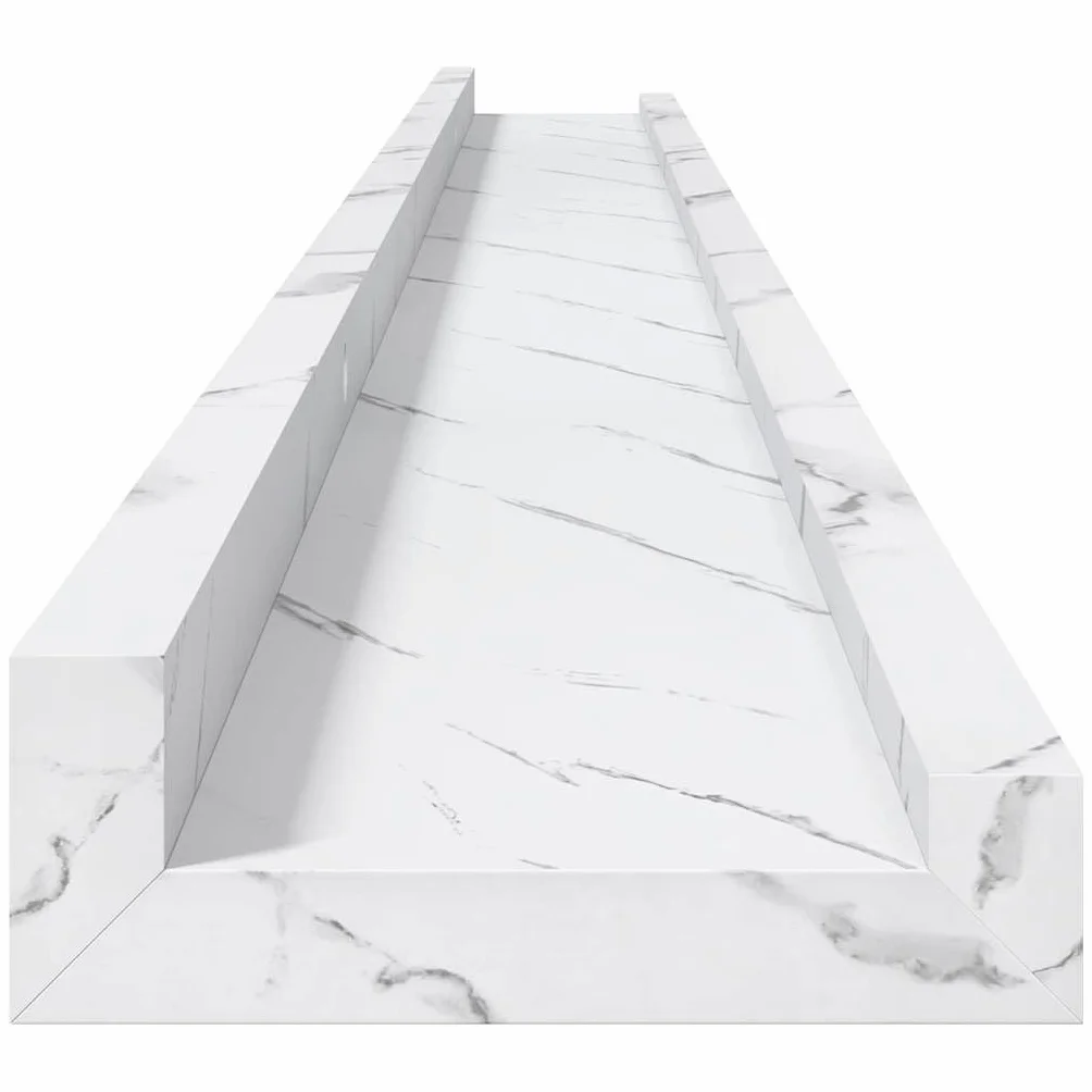Regał ścienny, zestaw 4 sztuk, wygląd białego marmuru, 115 x 9 x 3 cm, materiał drewnopochodny, do salonu, sypialni, biura, uniwersalne regały ścienne
