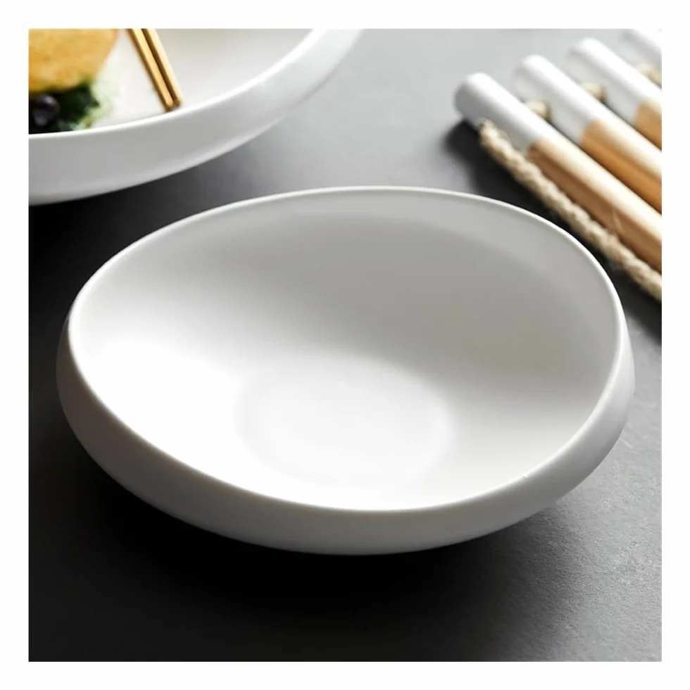 Talerze Obiadowe Biały talerz ceramiczny talerz warzywny komercyjny talerz na zupę dim sum(6inch)