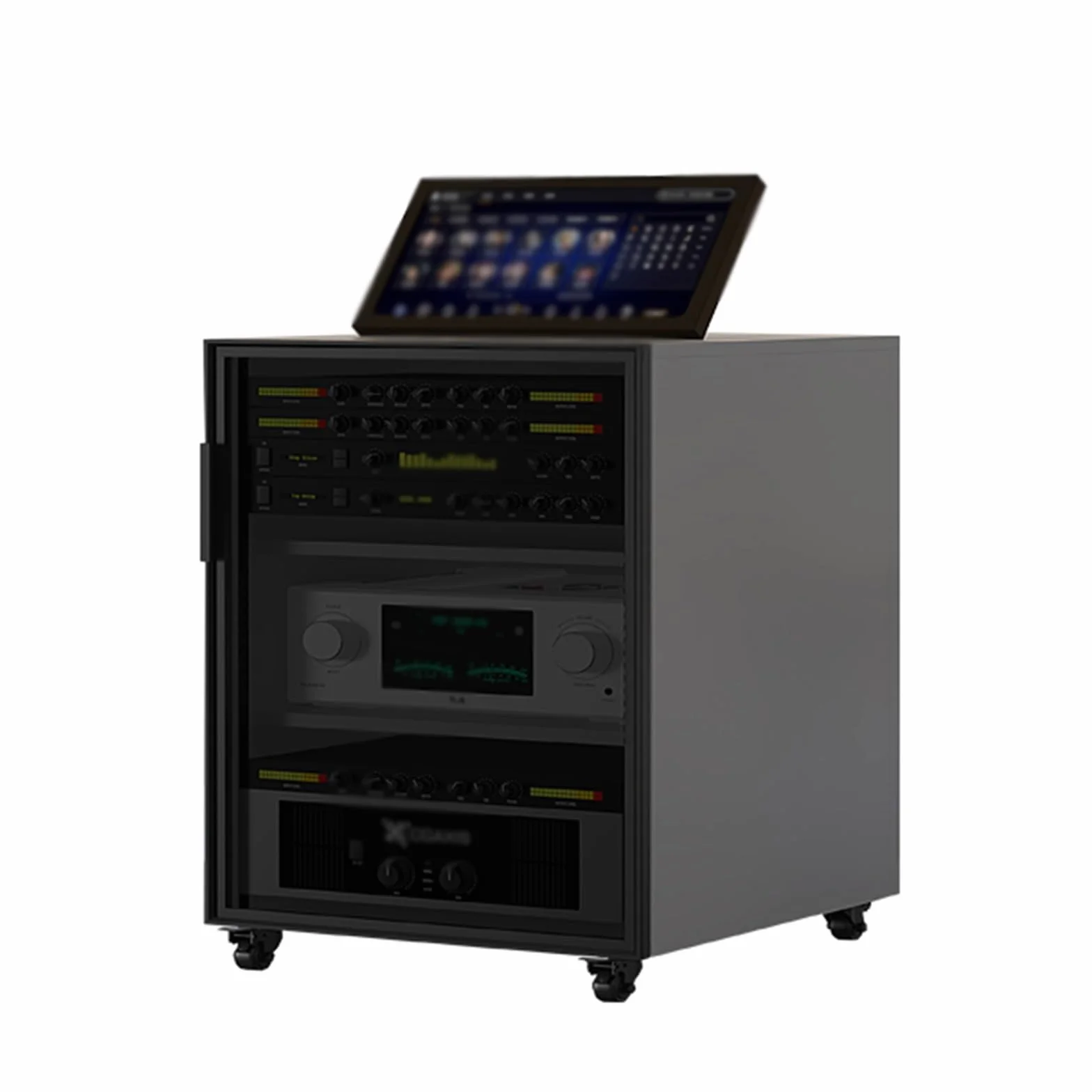 Stojak na szafkę w stylu vintage, stylowa konsola AV do salonu, baru i studia KTV, narożne centrum rozrywki (59 x 60 x 120 cm / 23 x 23 x 47 cali)