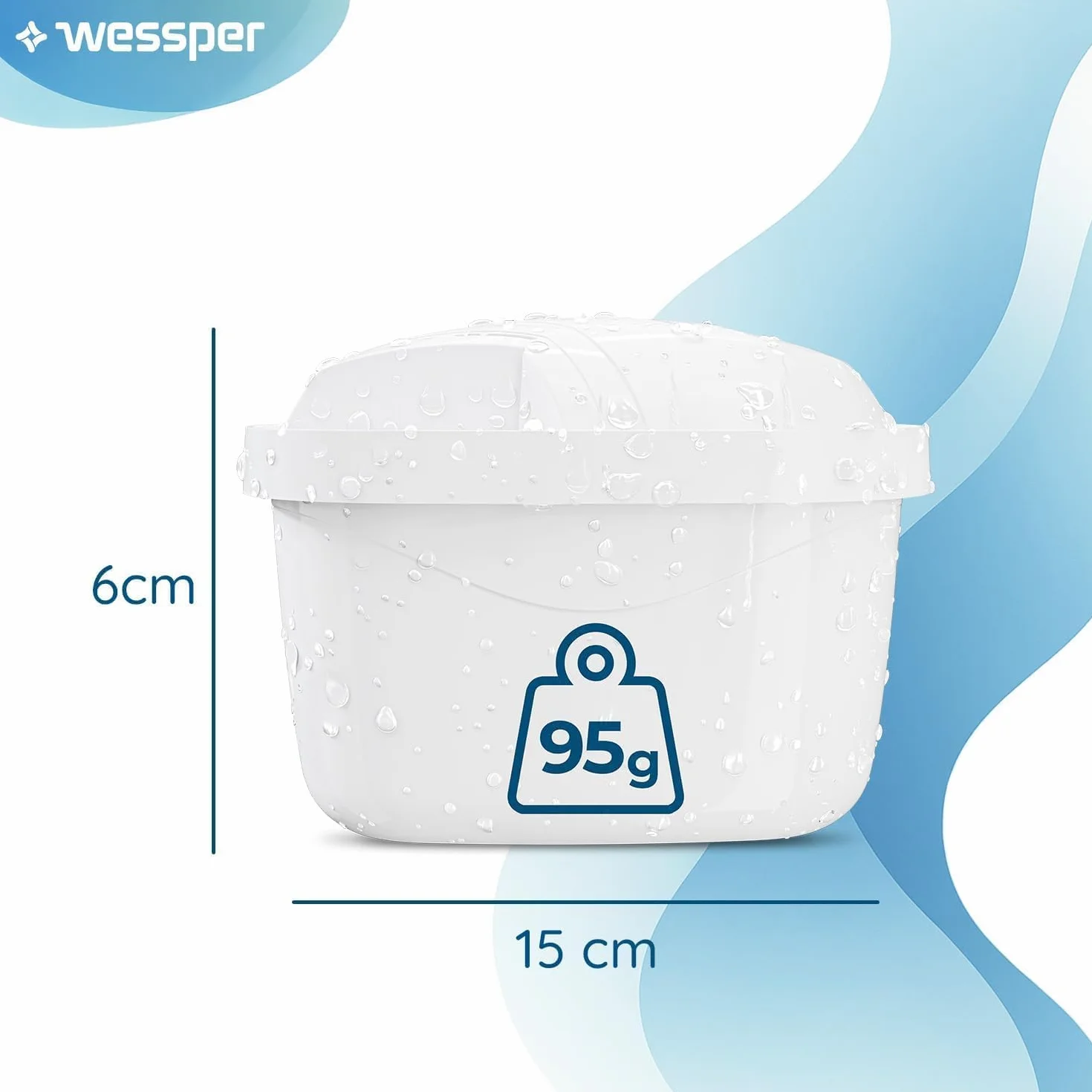 Wessper Filtry do Dzbanka Filtrującego Wodę, Redukcja Chloru i Metali Ciężkich | Filtry są zamiennikami dla filtrów Dafi Unimax Aquaphor A5 BRITA Maxtra+ PHILIPS AWP212/10 – Zestaw 6 Sztuk