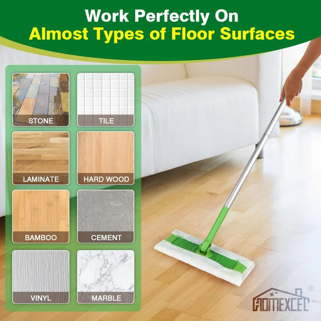 HOMEXCEL Podkładki do zamiatania na sucho kompatybilne z zamiatarką Swiffer - jednorazowe wkłady do kurzu podkładki do mopa do mopa i czyszczenia podłóg, 120 sztuk