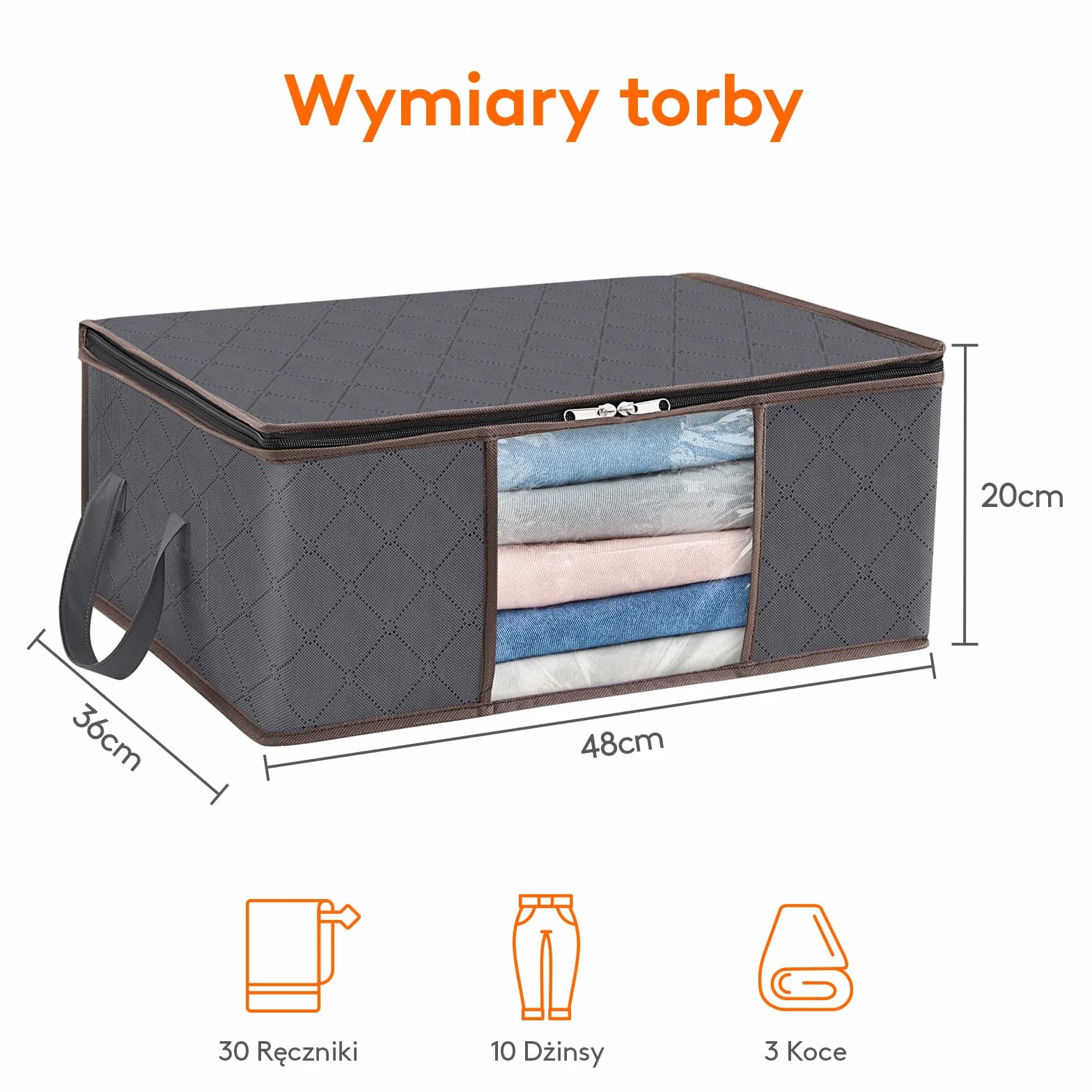 Lifewit Torba do Przechowywania Ubrań Składany Pojemnik 35L Szary