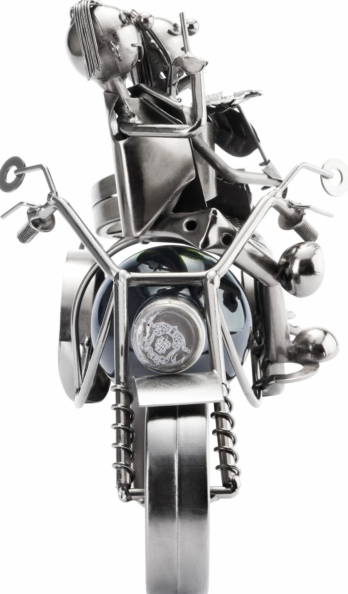 BRUBAKER - Uchwyt na butelkę wina - para motocyklowa - metalowa rzeźba - INCL kartka z życzeniami. - Oryginalny pomysł na prezent