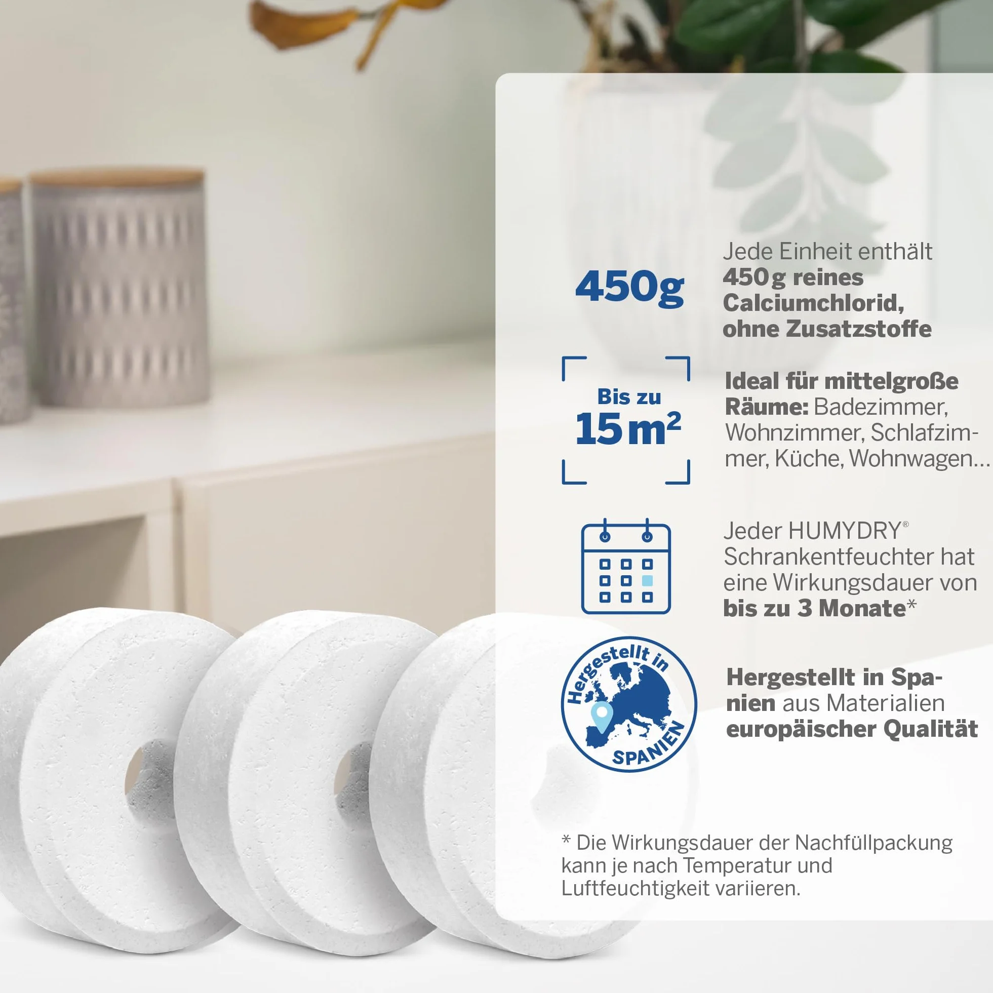 HUMYDRY Uniwersalne wkłady pochłaniające wilgoć na półce do osuszaczy – 4 x 450 g
