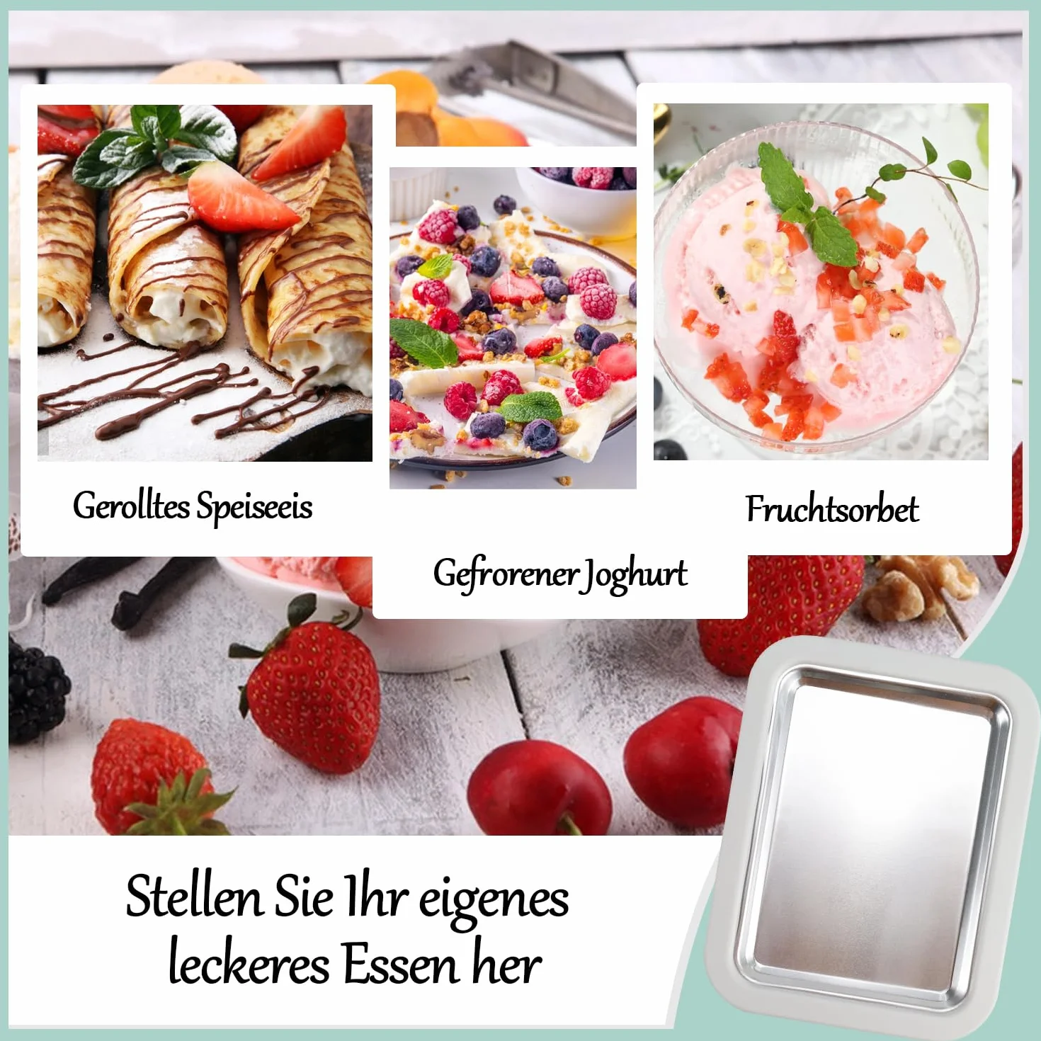Aohcae Maszyna do robienia lodów z 2 szpatułkami ze stali nierdzewnej, do samodzielnego wykonania lodów, do mrożonego jogurtu, lody, Gelato