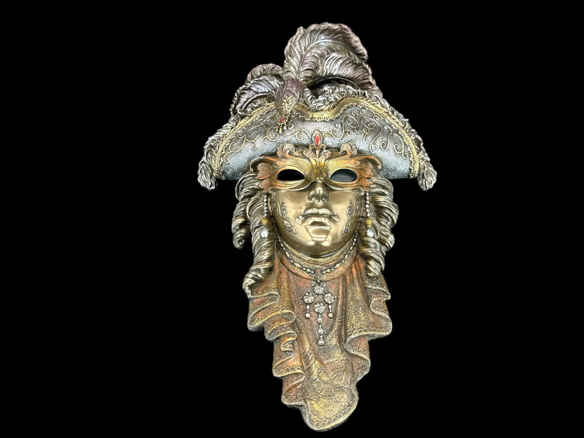 57 SPECIAL REPLICAS Rzeźba dekoracyjna figurka – cudowna maska wenecka z kapeluszem – figurka jako prezent do salonu, dekoracja figurki, dekoracja