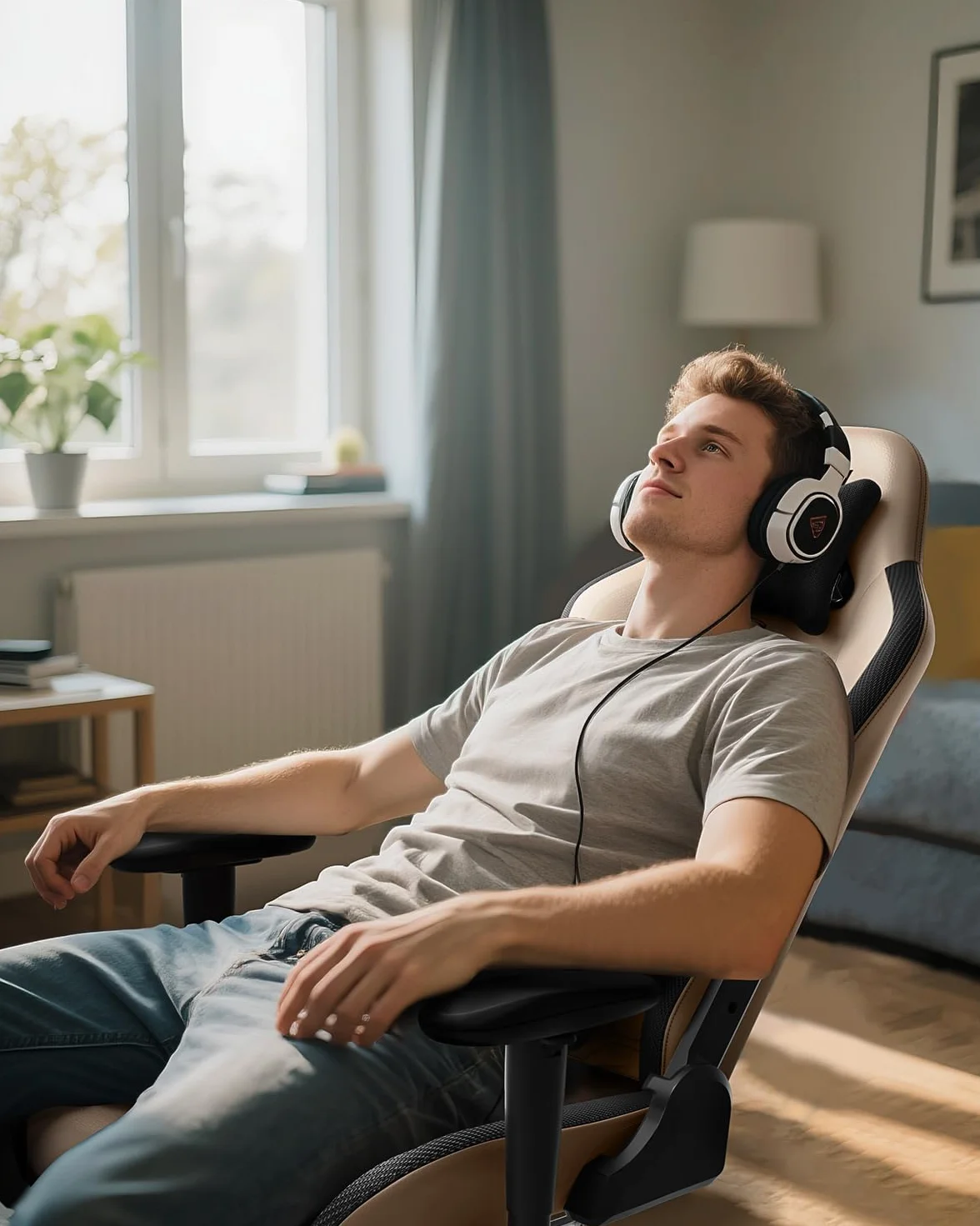 AutoFull C3 Ergonomiczny fotel biurowy z bionicznym podparciem lędźwiowym 3D, styl wyścigowy, wysokiej jakości skóra poliuretanowa, dla graczy, z podnóżkiem i zagłówkiem, brązowy
