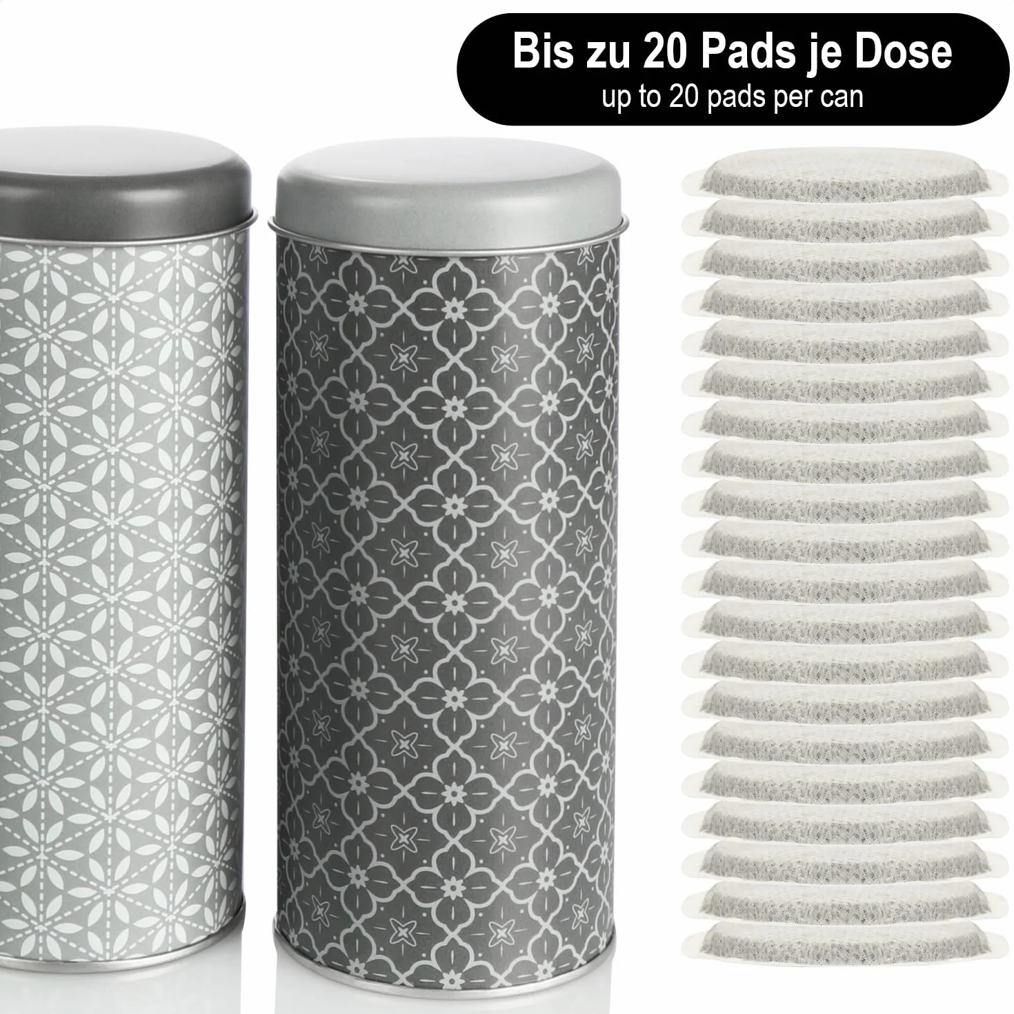 com-four® 3x Pojemnik na pady kawowe – Metalowe pudelko z pokrywka – Ozdobna puszka na kawe, herbate lub ciastka w stylu vintage (3 sztuki - Zestaw 4)