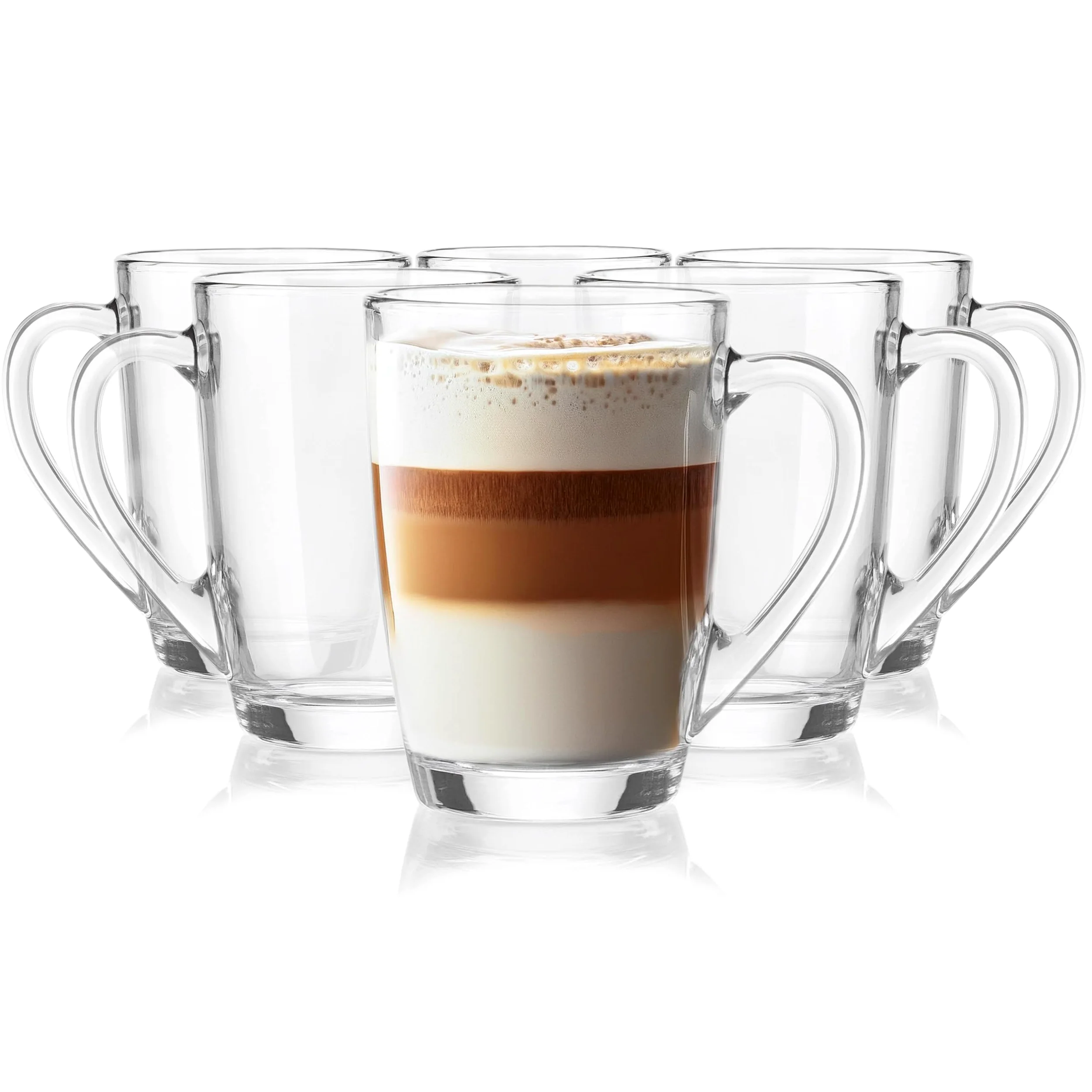 Glasmark Krosno Zestaw Szklanek 0,3 Litra Do Kawy i Herbaty, Kubki Z Uchem 6 x 300 ML