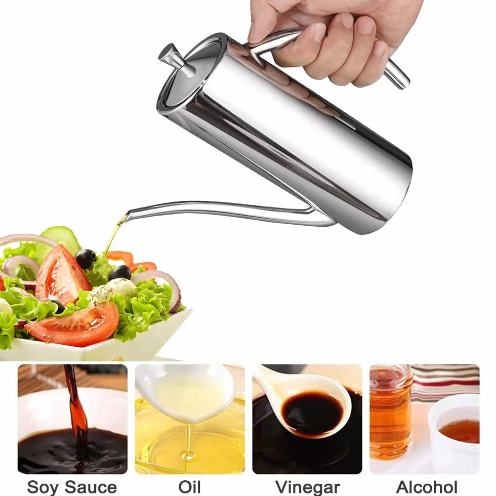 Butelka oleju Topf Olivenöl Stopper Sojasauce Essig Cruet Drizzler Edelstahl mit Griff Nicht Tropf Auslauf Für Küche Restauracja BBQ