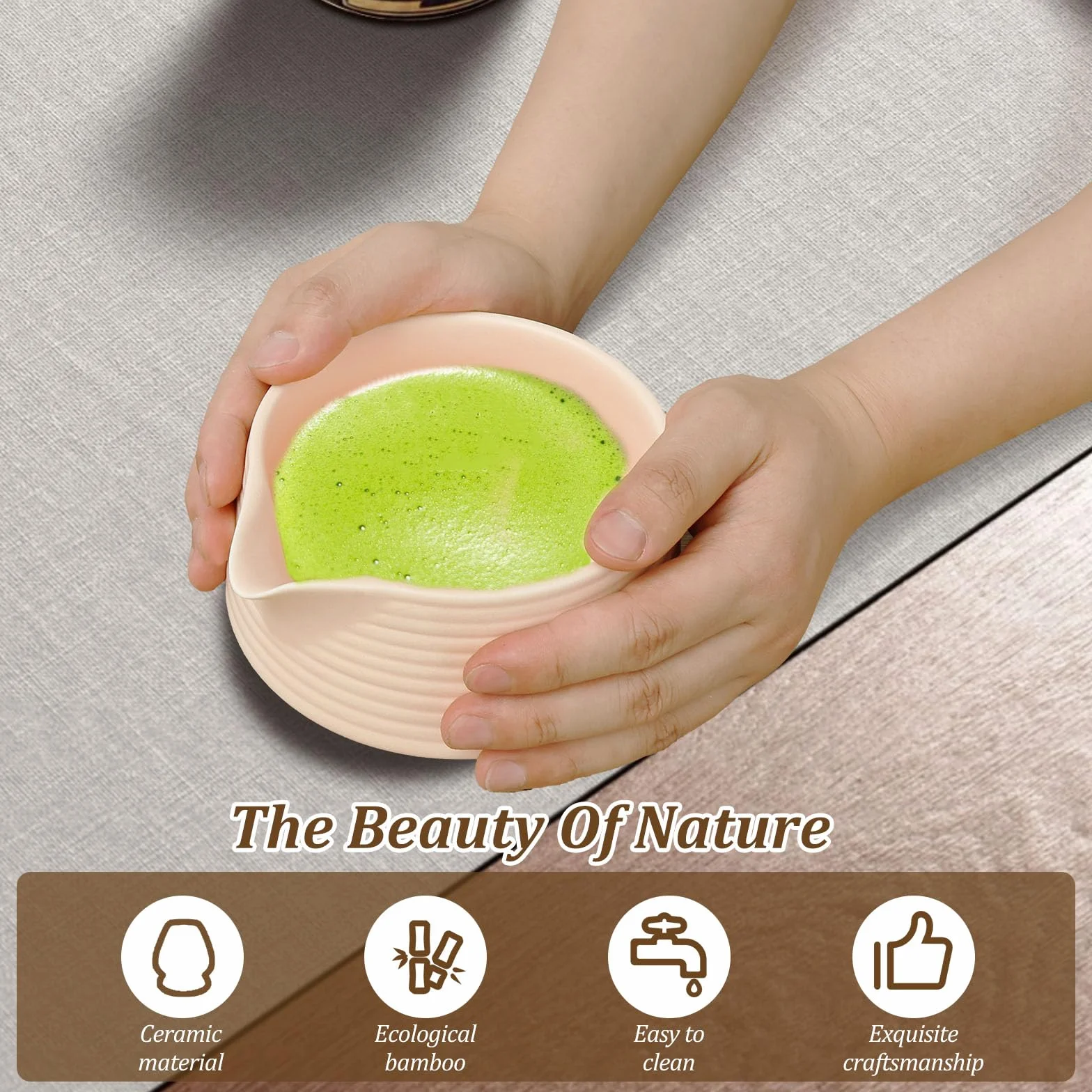Zestaw 8 szt. do herbaty Matcha, tradycyjna ceramiczna miotła matcha, zestaw miseczek na proszek na podróż domową, łatwe do czyszczenia, dla początkujących, dla miłośników herbaty (różowy)