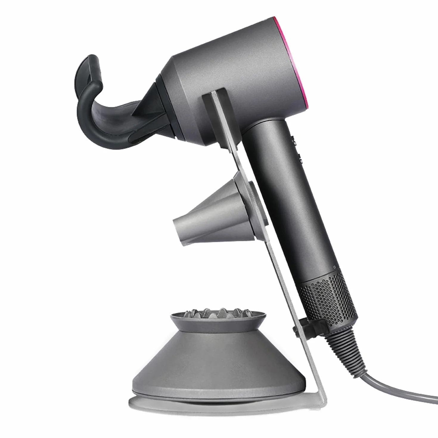 Maclean MC-973 uchwyt na suszarkę do włosów kompatybilny z Dyson Supersonic stojak na 2 nasadki i dyfuzor