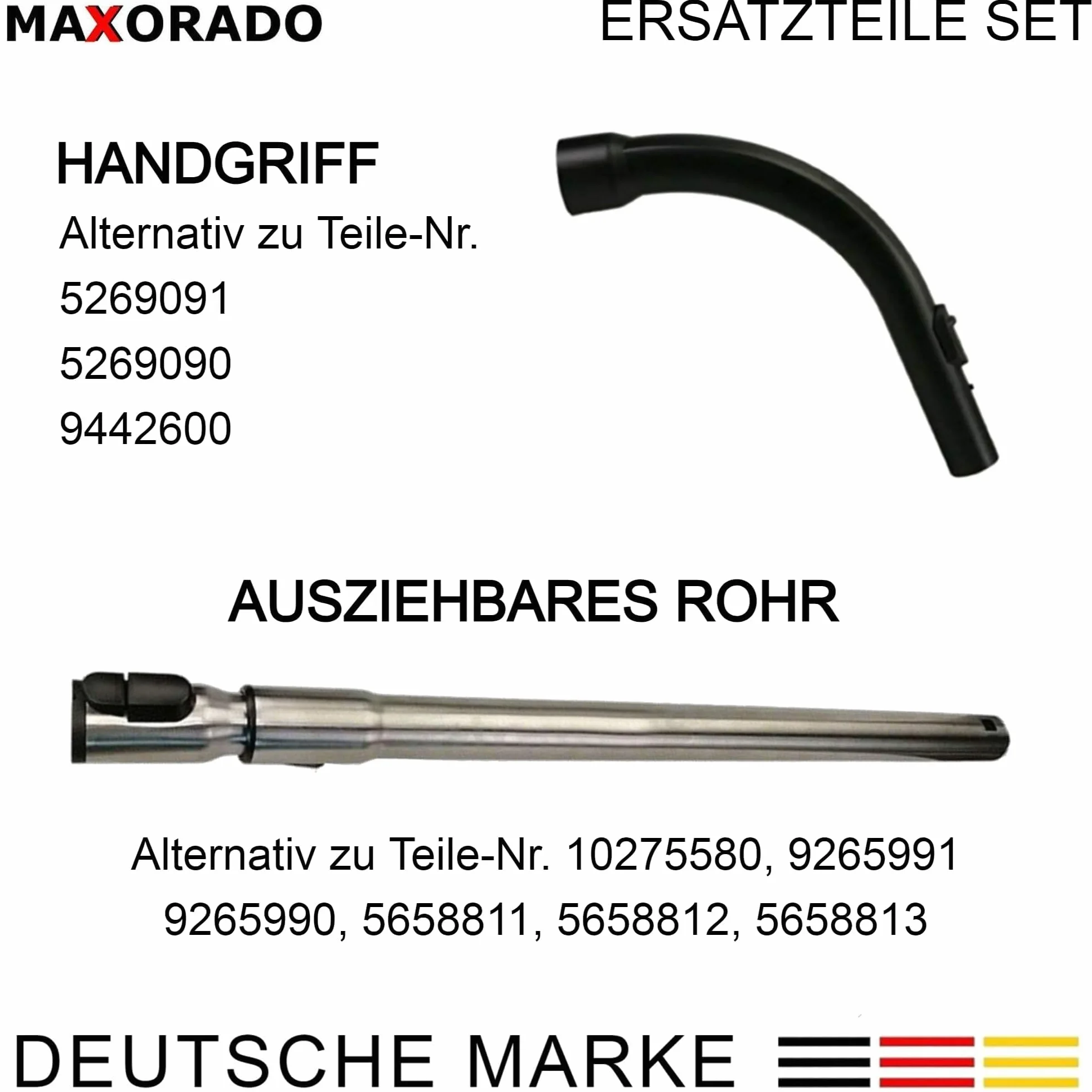 Rura teleskopowa z funkcją zatrzasku + uchwyt pasujący do odkurzacza Miele S8340 S8320 S8310 S8350 S8360 S8370 S8380 S8630 S8730 S8510 zestaw części zamiennych do oryginalnego odkurzacza