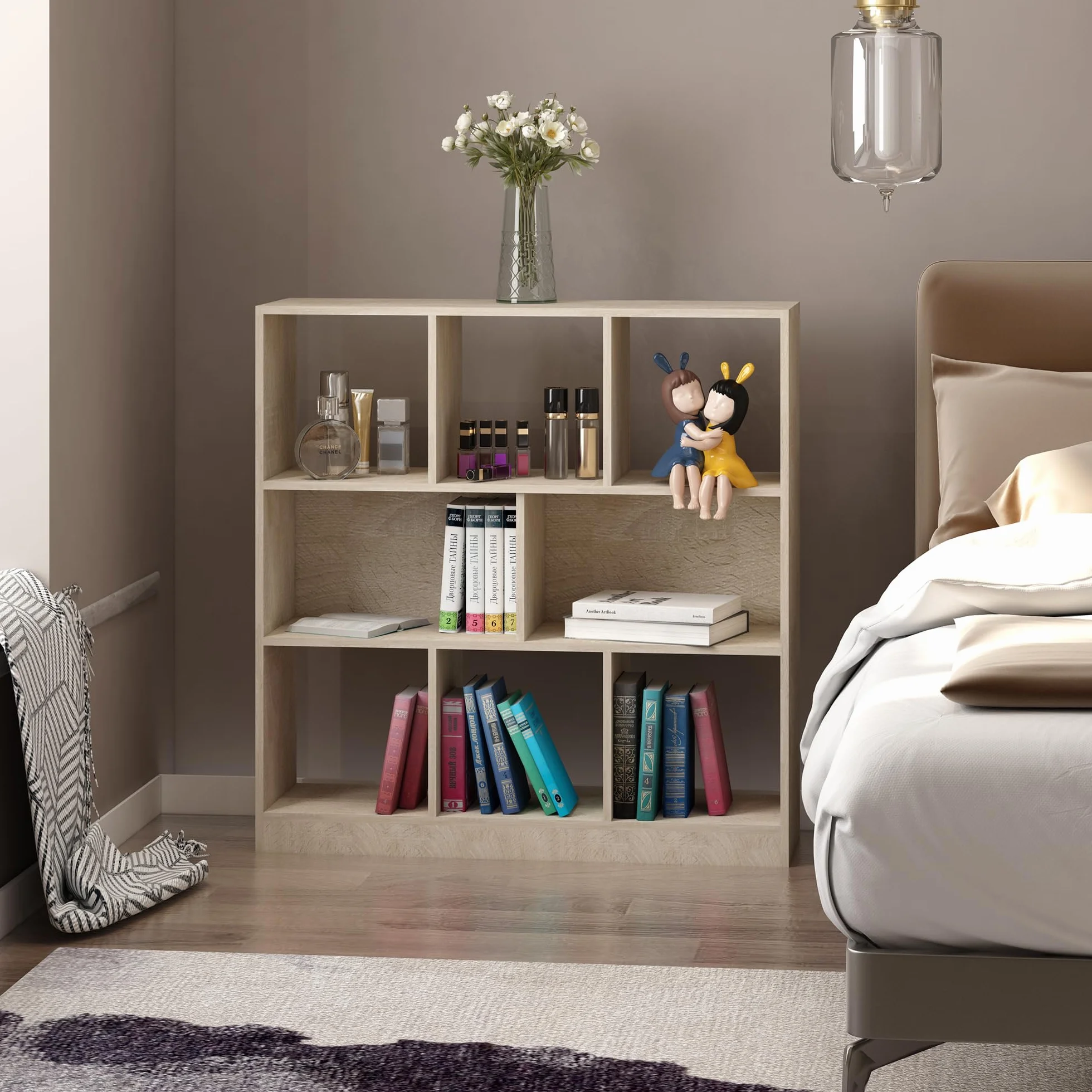 HOMCOM regał 3-poziomowy regał do przechowywania regał biurowy regał ekspozycyjny regał do domowego biura salon MDF naturalny 97,5 x 30 x 100 cm