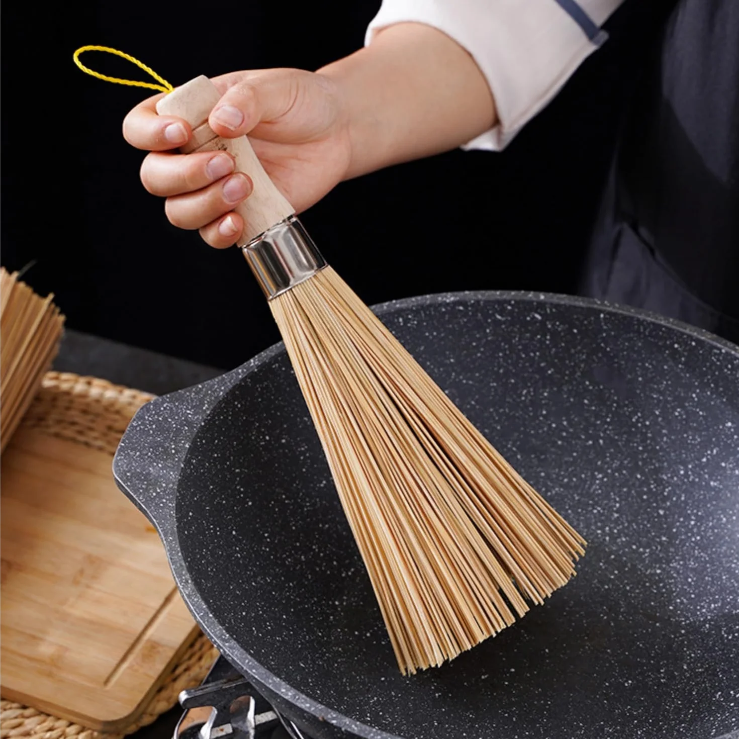 Zestaw 2 sztuk szczotek do czyszczenia wok, szczotka do warzyw, szczotka do mycia naczyń, talerzy i sztućców