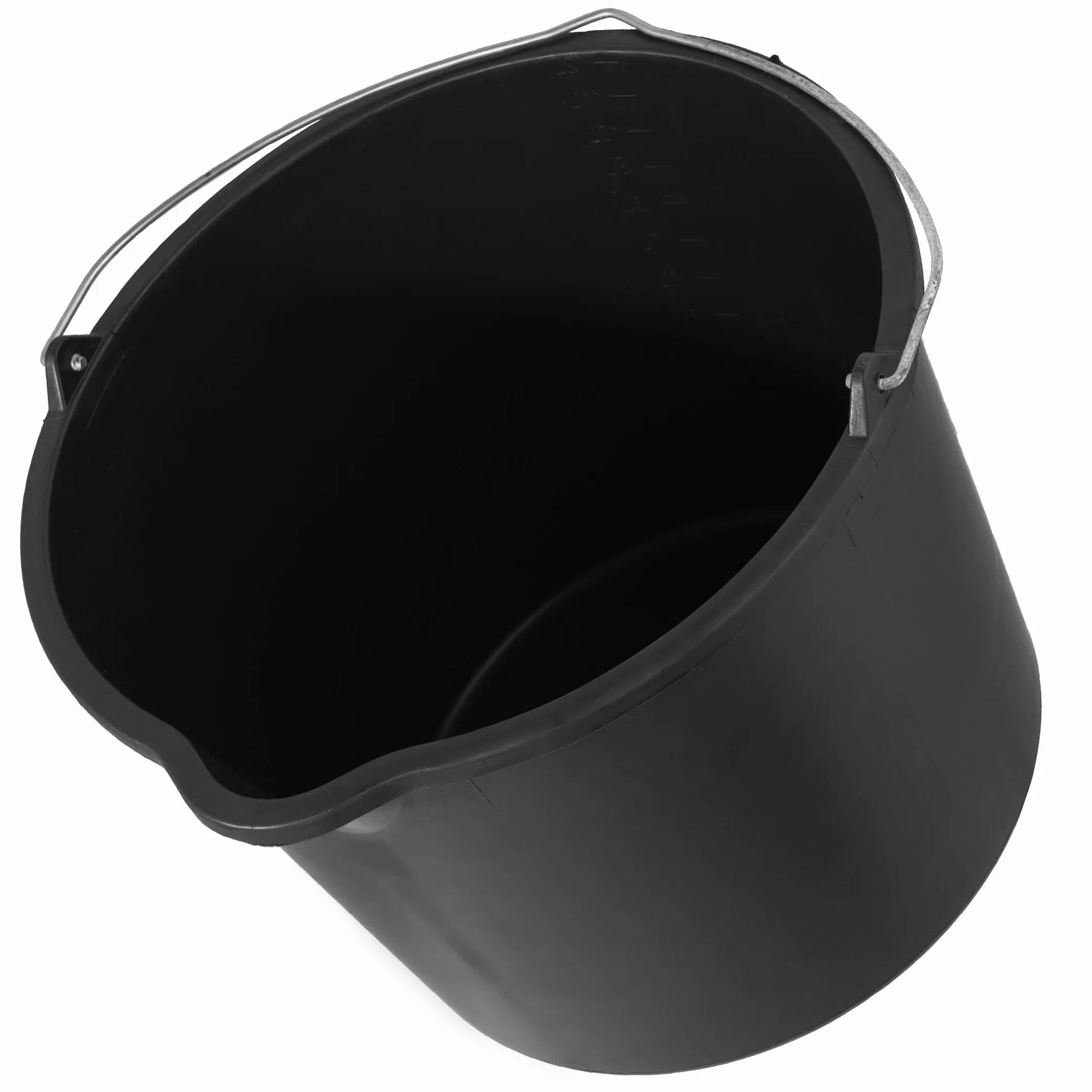 Wiadro Budowlane z Tworzywa Sztucznego 20L Okrągłe Wiadro Gospodarcze Mocne Plastikowe Wiaderko na Budowę, do Domu, Ogrodu z Lejkiem Pojemnik z Metalową Rączką Czarne