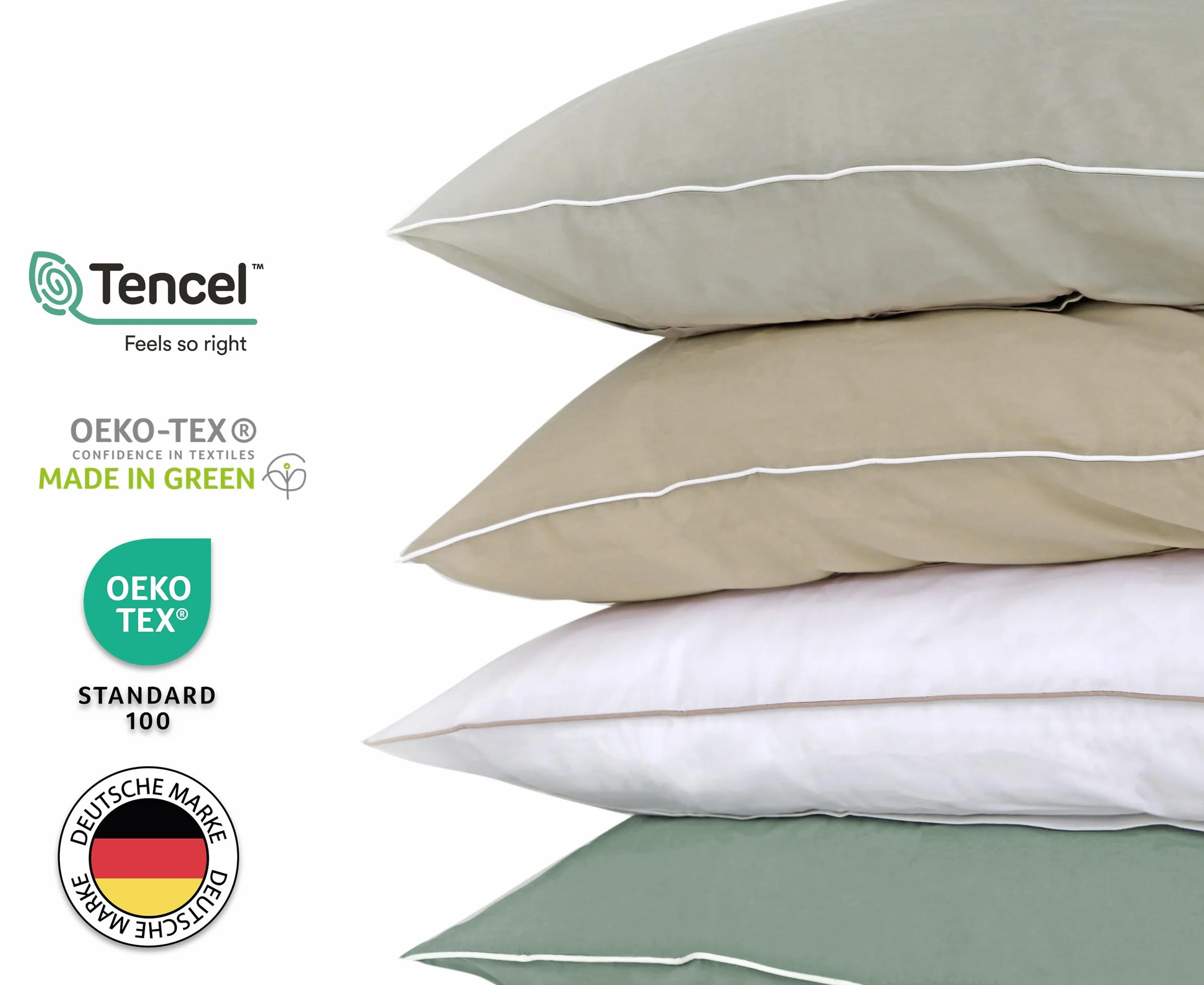 jilda-tex Luksusowa pościel premium z eukaliptusa, 100% Lyocell Tencel™ Piping, certyfikat wyjątkowo ekologiczna (beżowa, 2-częściowa. 135 x 200 cm/80 x 80 cm)