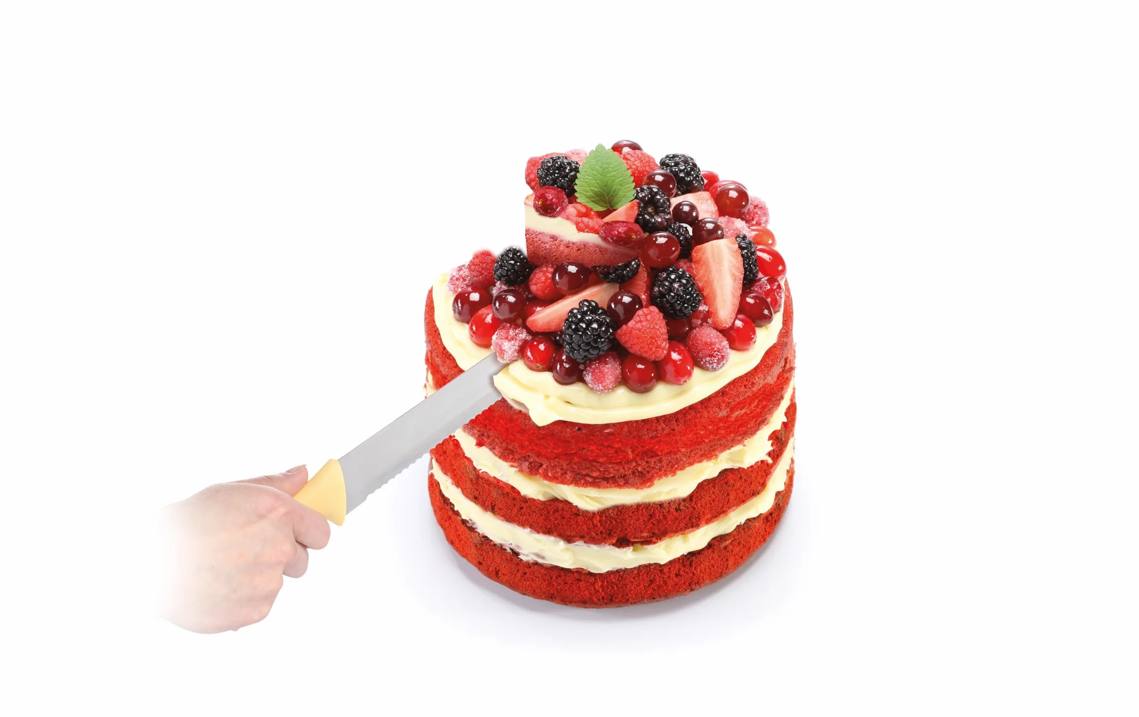 Tescoma Nóż do tortów o długości 30 cm, nóż cukierniczy z jednostronnym szlifem piły i osłoną ostrza