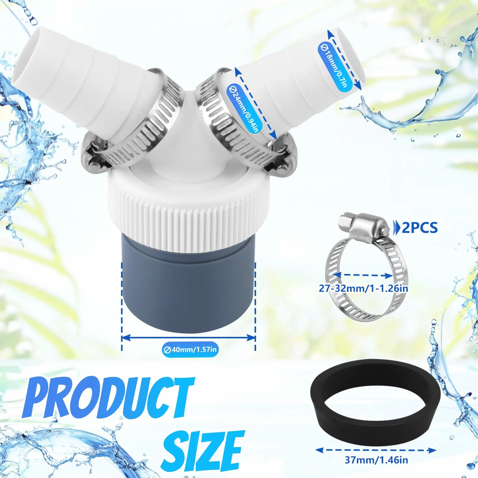 Adapter kanalizacyjny Y z podwójnym złączem, rura wejściowa 18-24 mm, wylot 40 mm